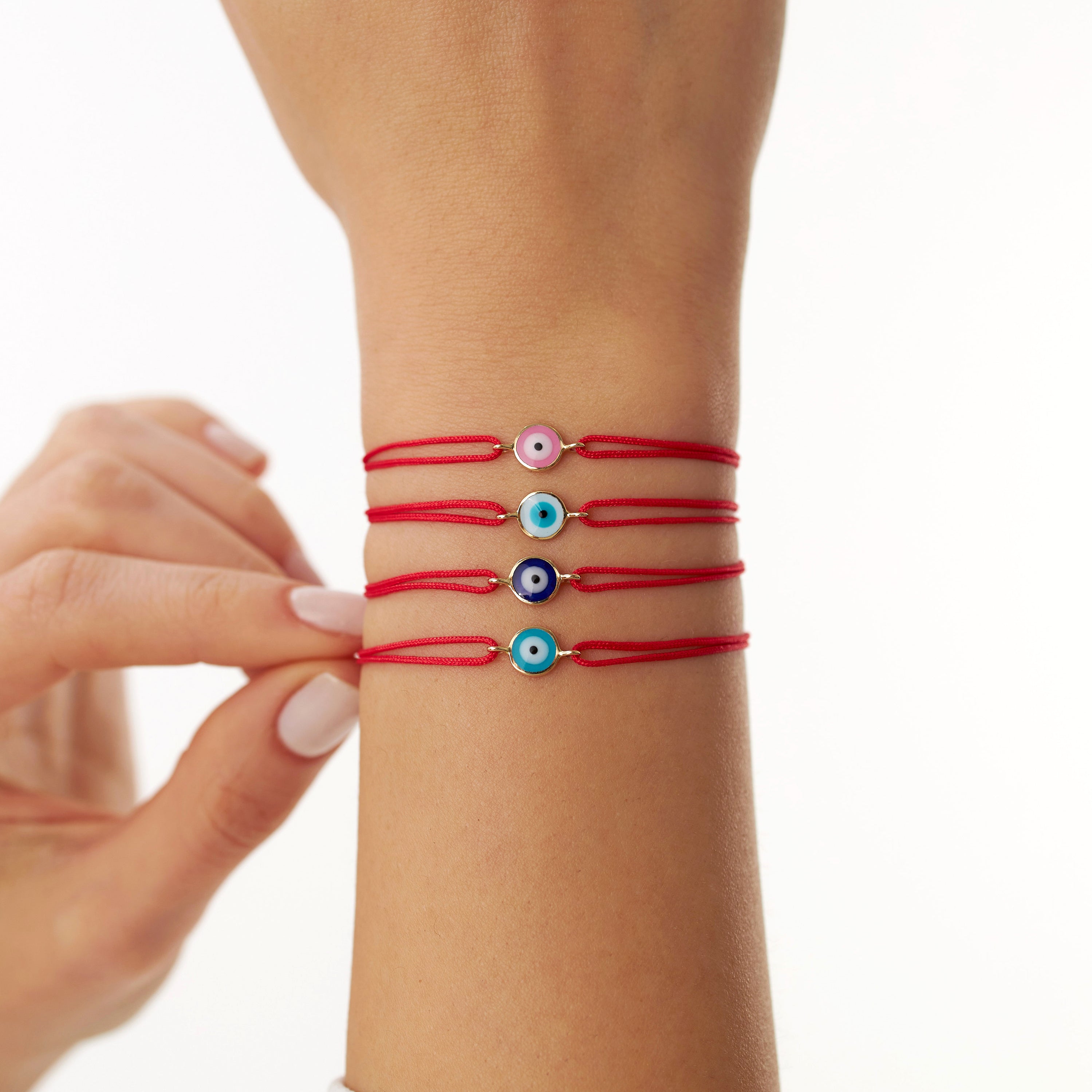 Ocean Blue Evil Eye Bracelet in 14K Gold