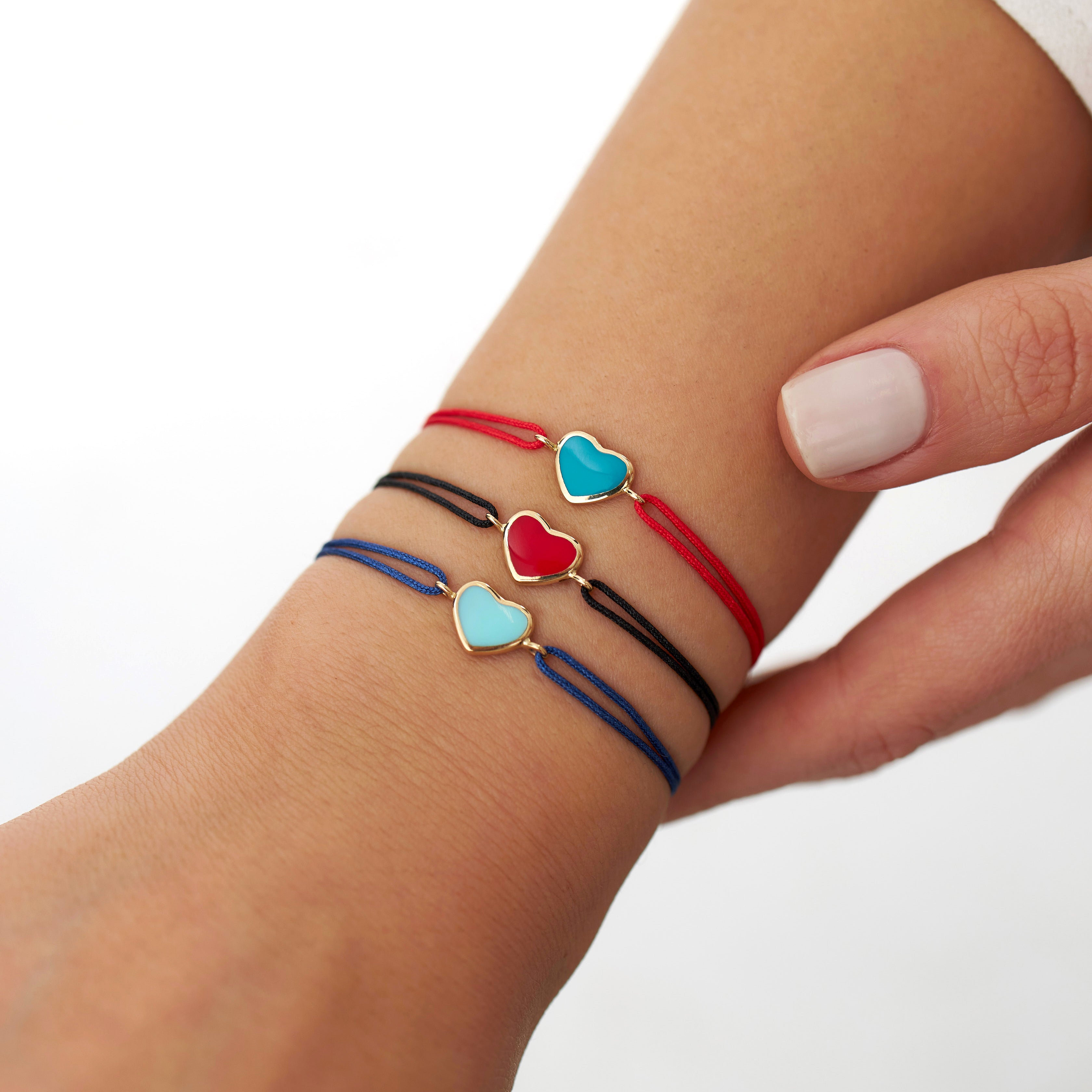 Turquoise Heart Bracelet in 14K Gold