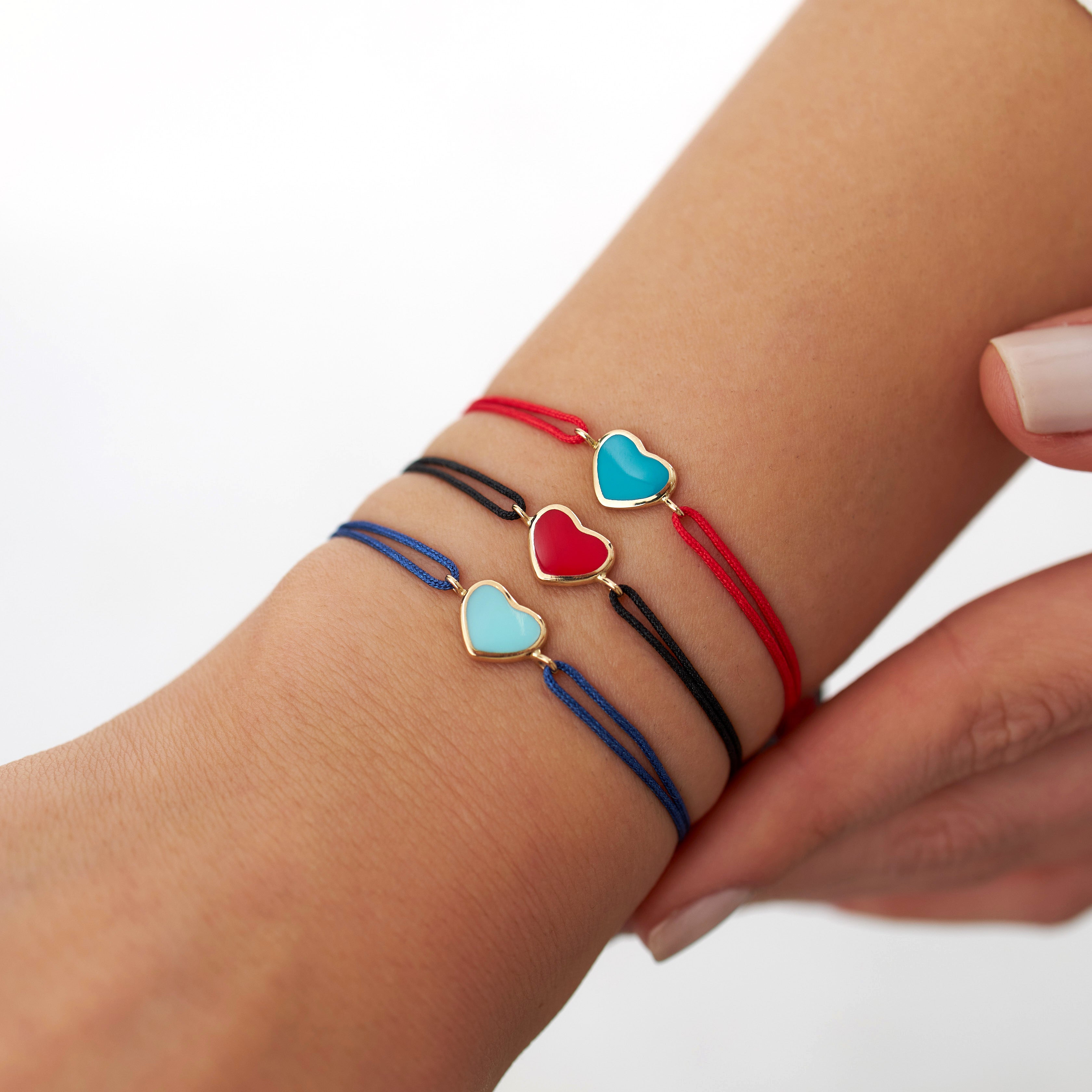 Turquoise Heart Bracelet in 14K Gold