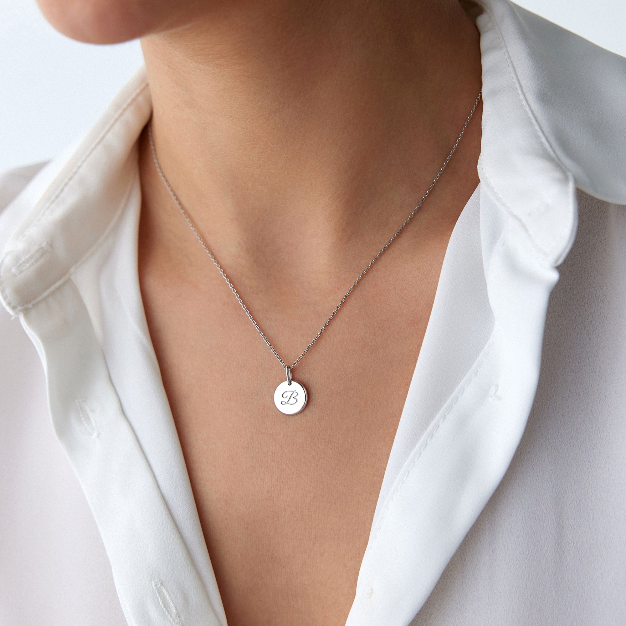 Cursive Initial Pendant Necklace in 14K Gold