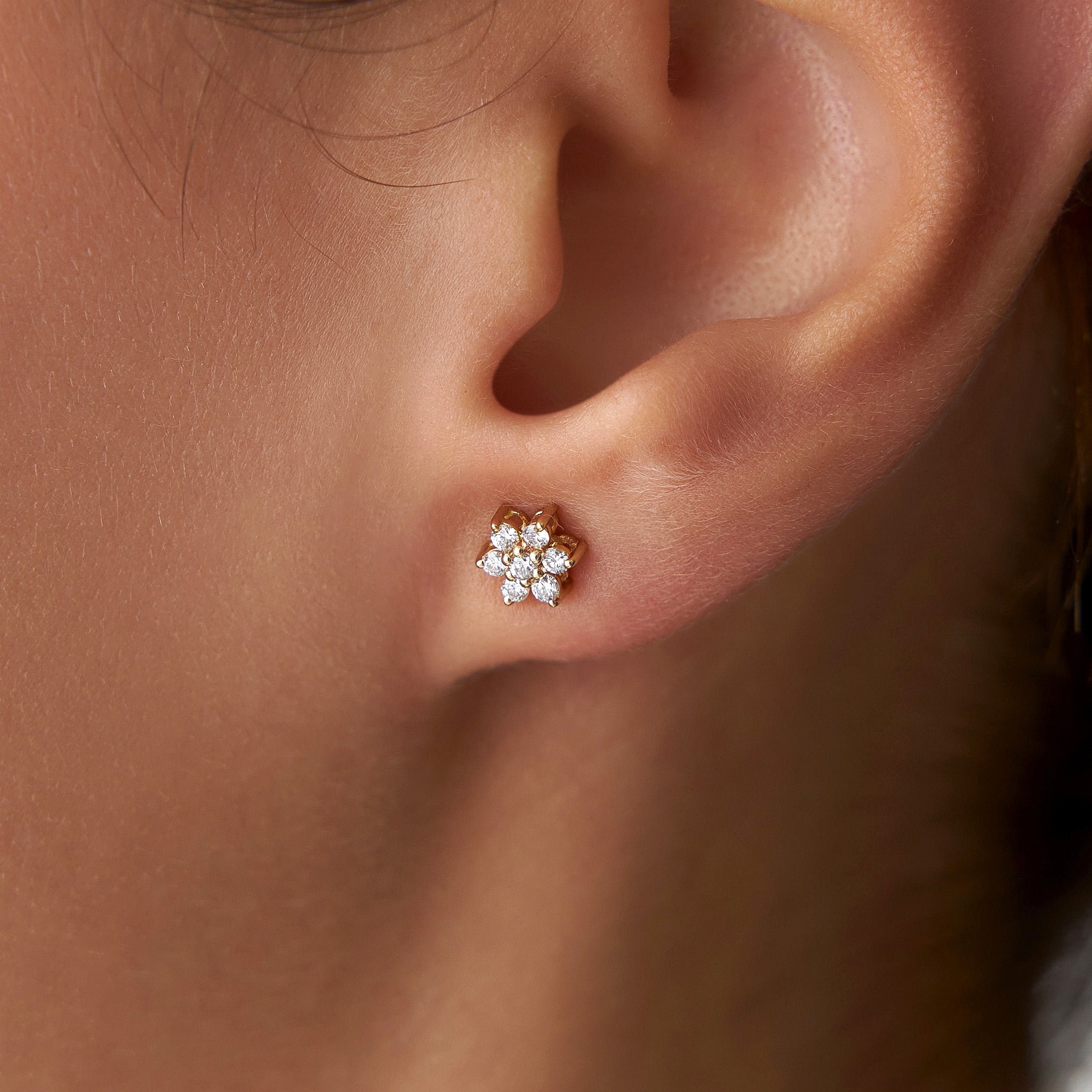 Dainty Diamond Hexagon Studs Available in 14K and 18K Gold