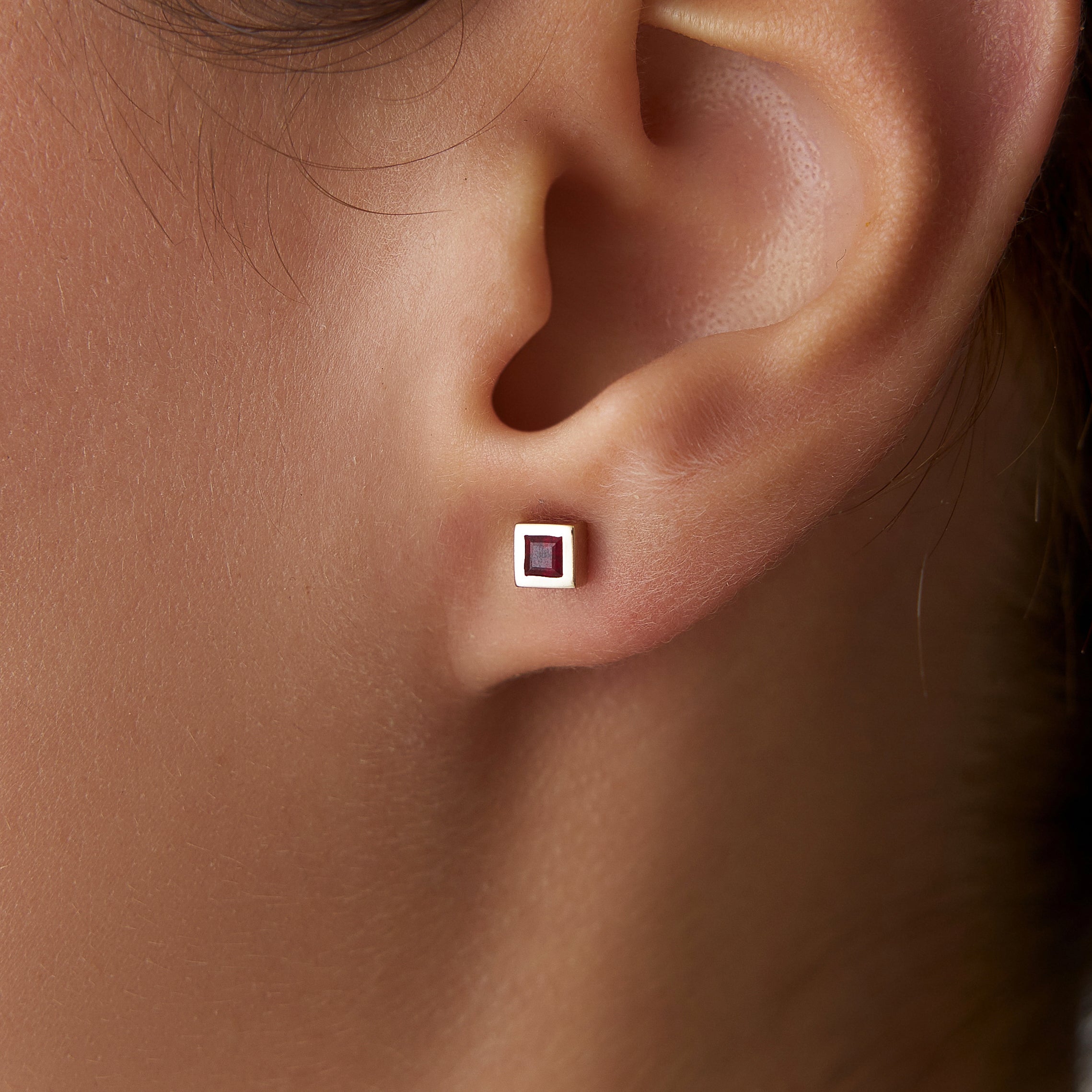 Princess Cut Ruby Earrings Available in 14K and 18K Gold