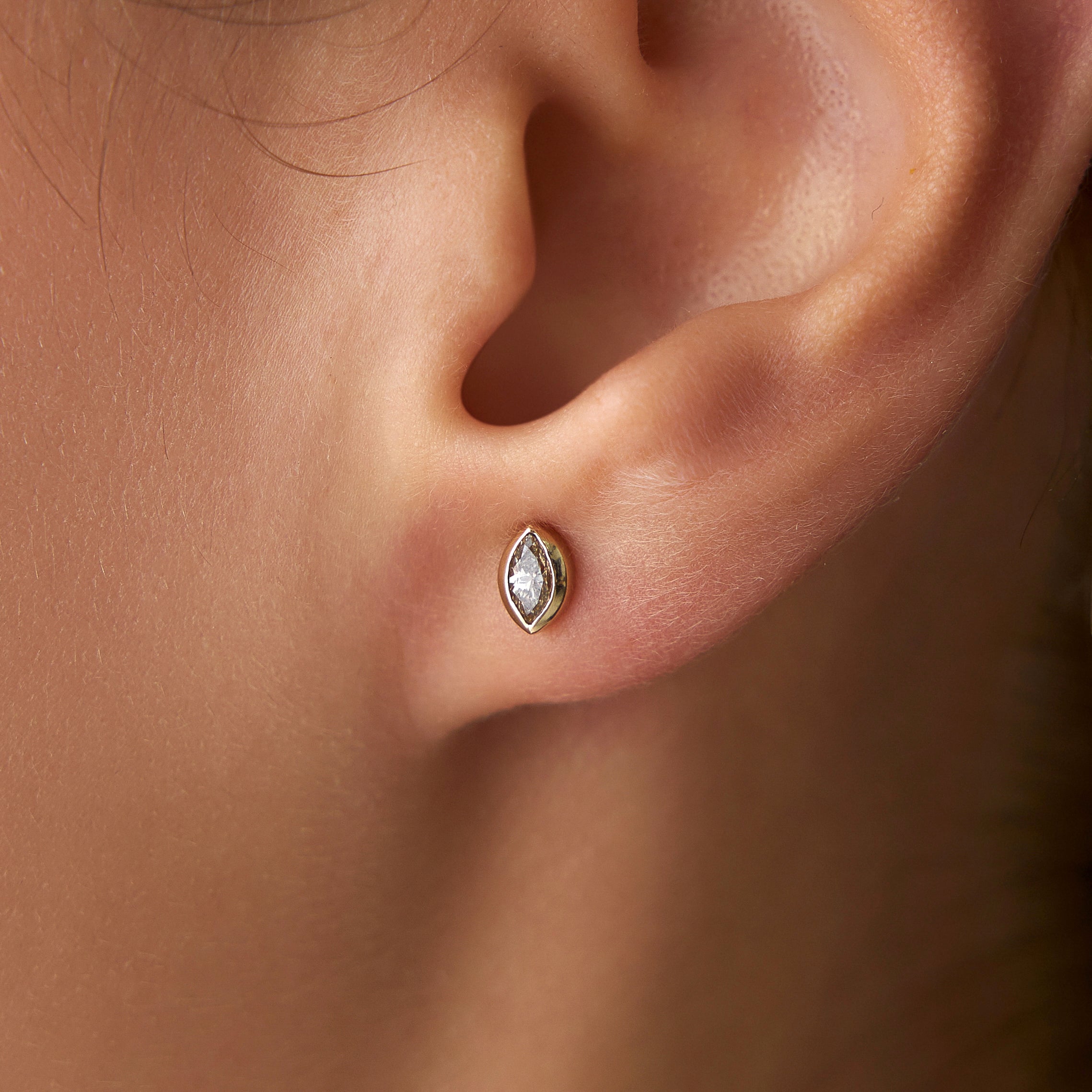 Marquise Chocolate Diamond Stud Earrings Available in 14K and 18K Gold