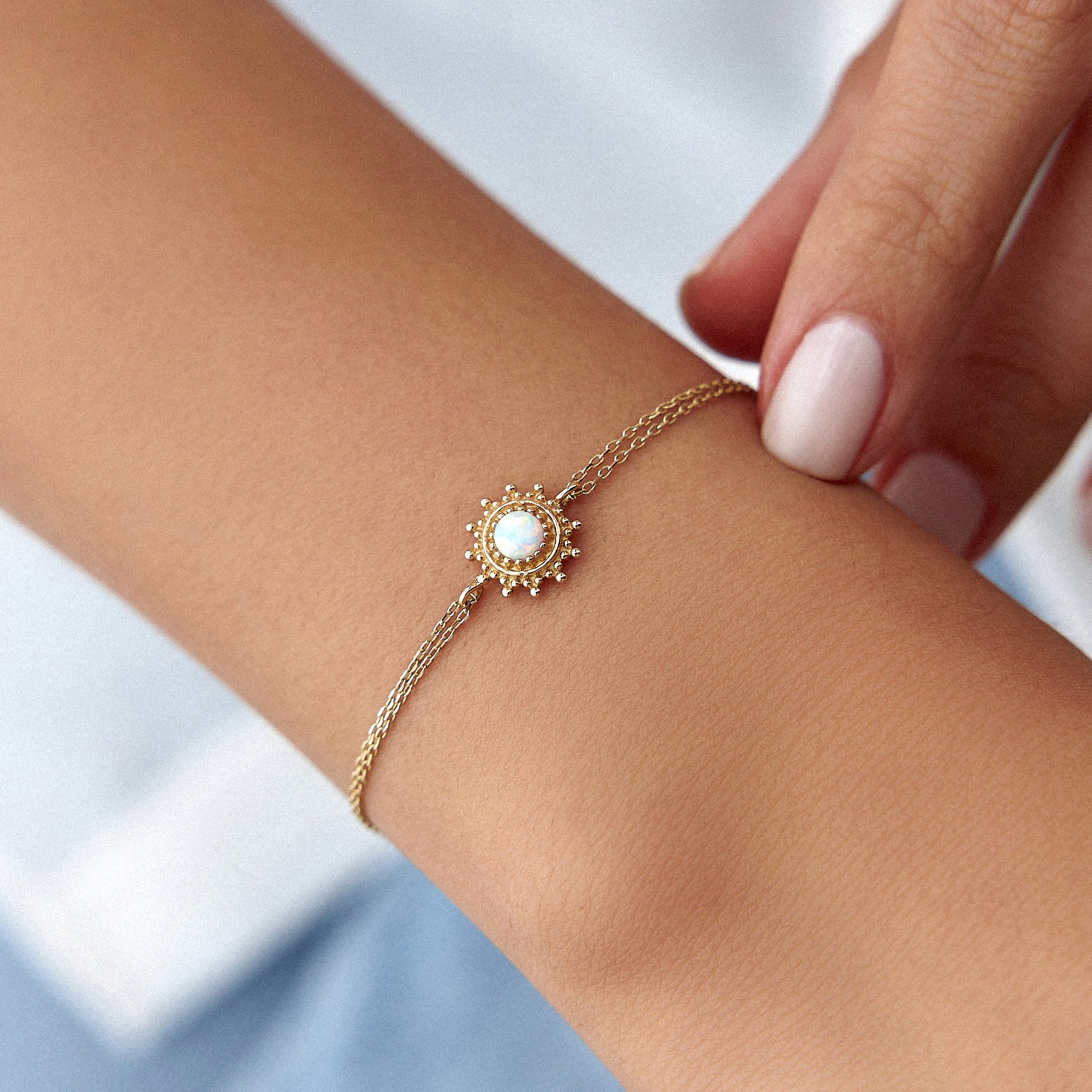 Opal Sun Bracelet in 14K Gold