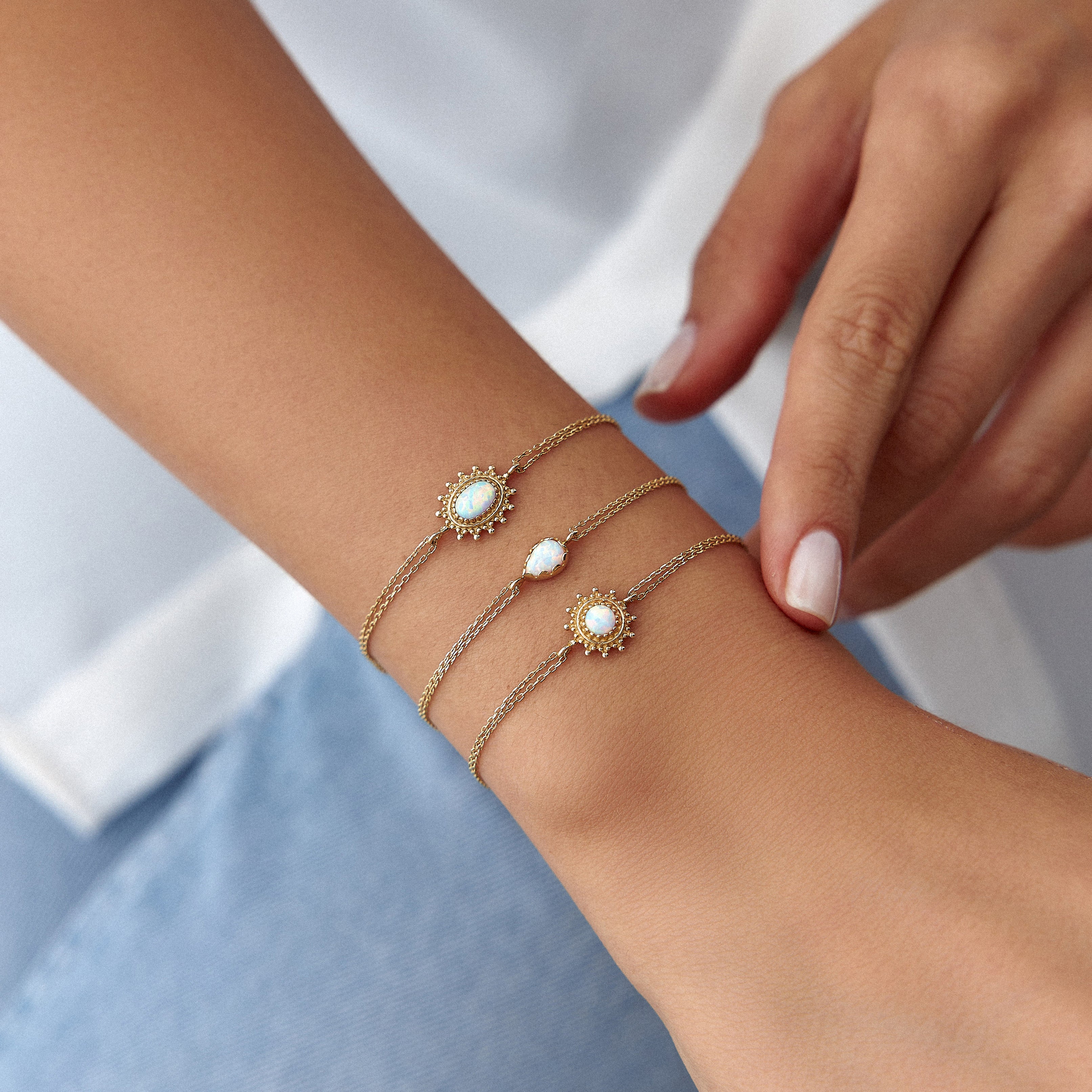 Mini Drop Opal Bracelet in 14K Gold