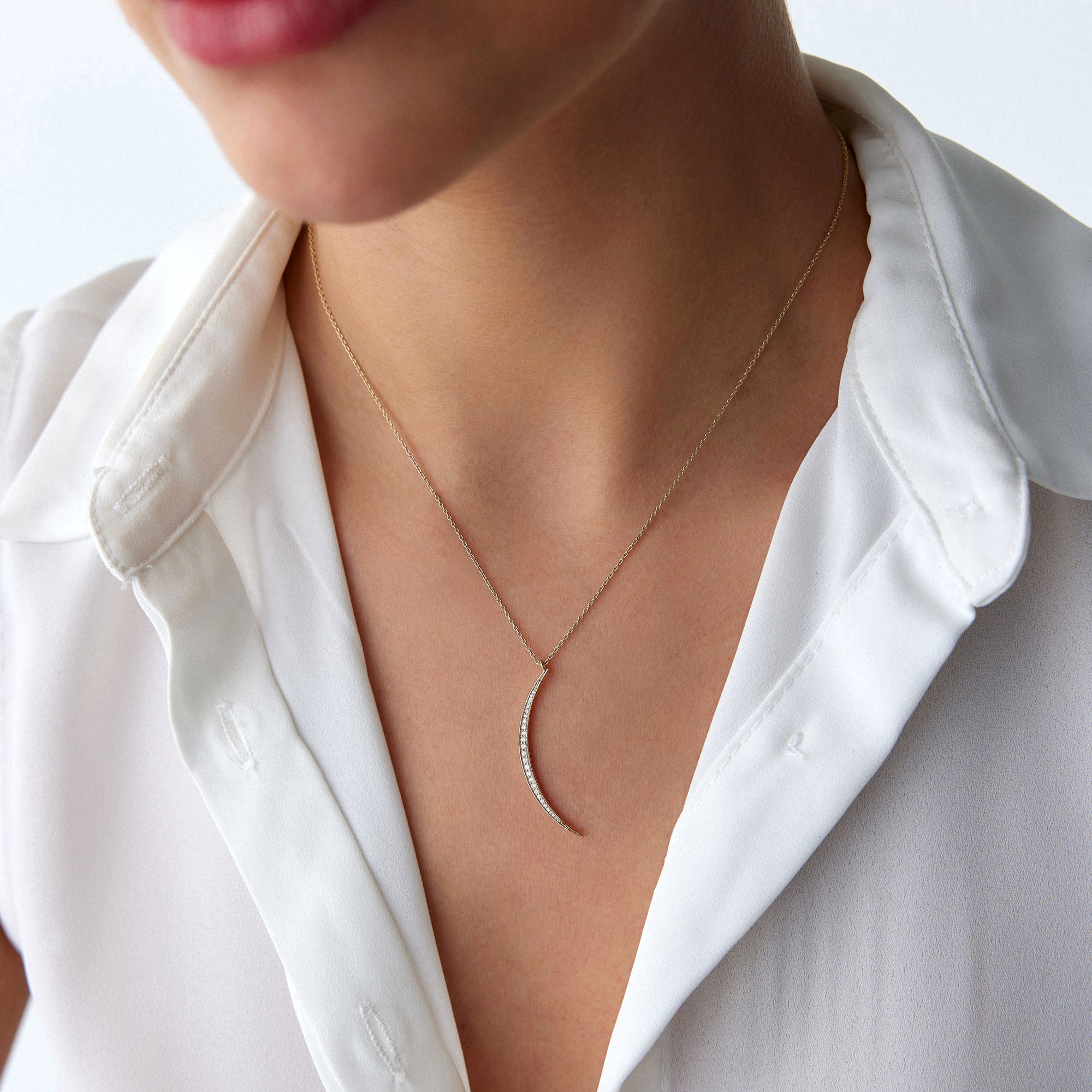 Diamond Crescent Moon Necklace