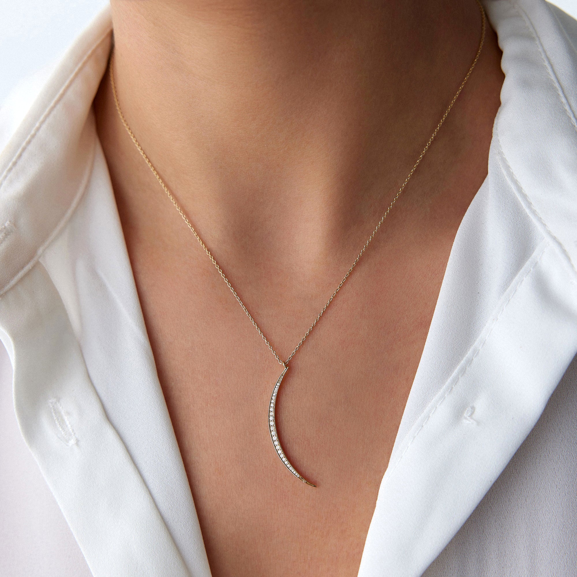 Diamond Crescent Moon Necklace