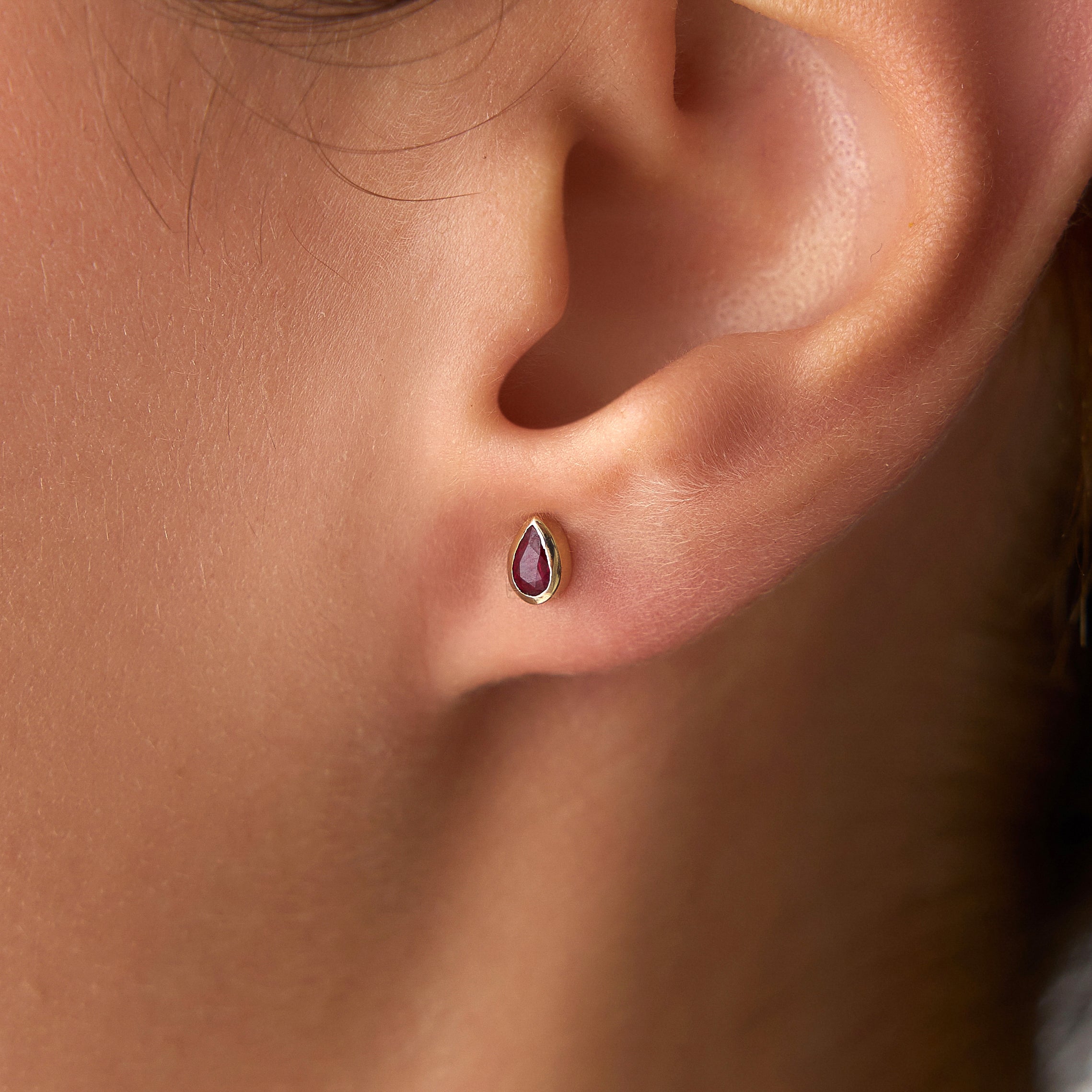 Pear Cut Ruby Earrings Available in 14K and 18K Gold
