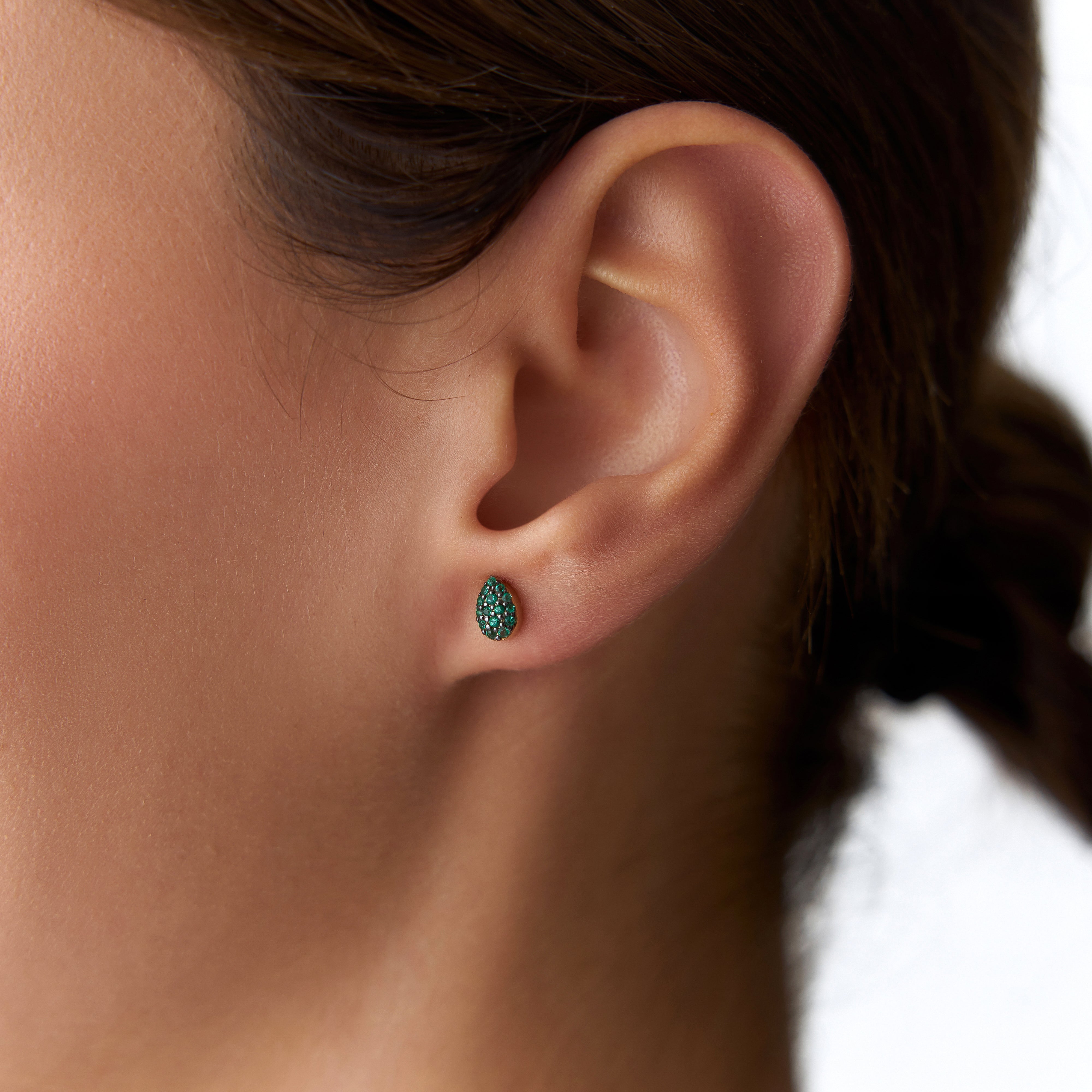 Pave Emerald Earrings Available in 14K and 18K Gold