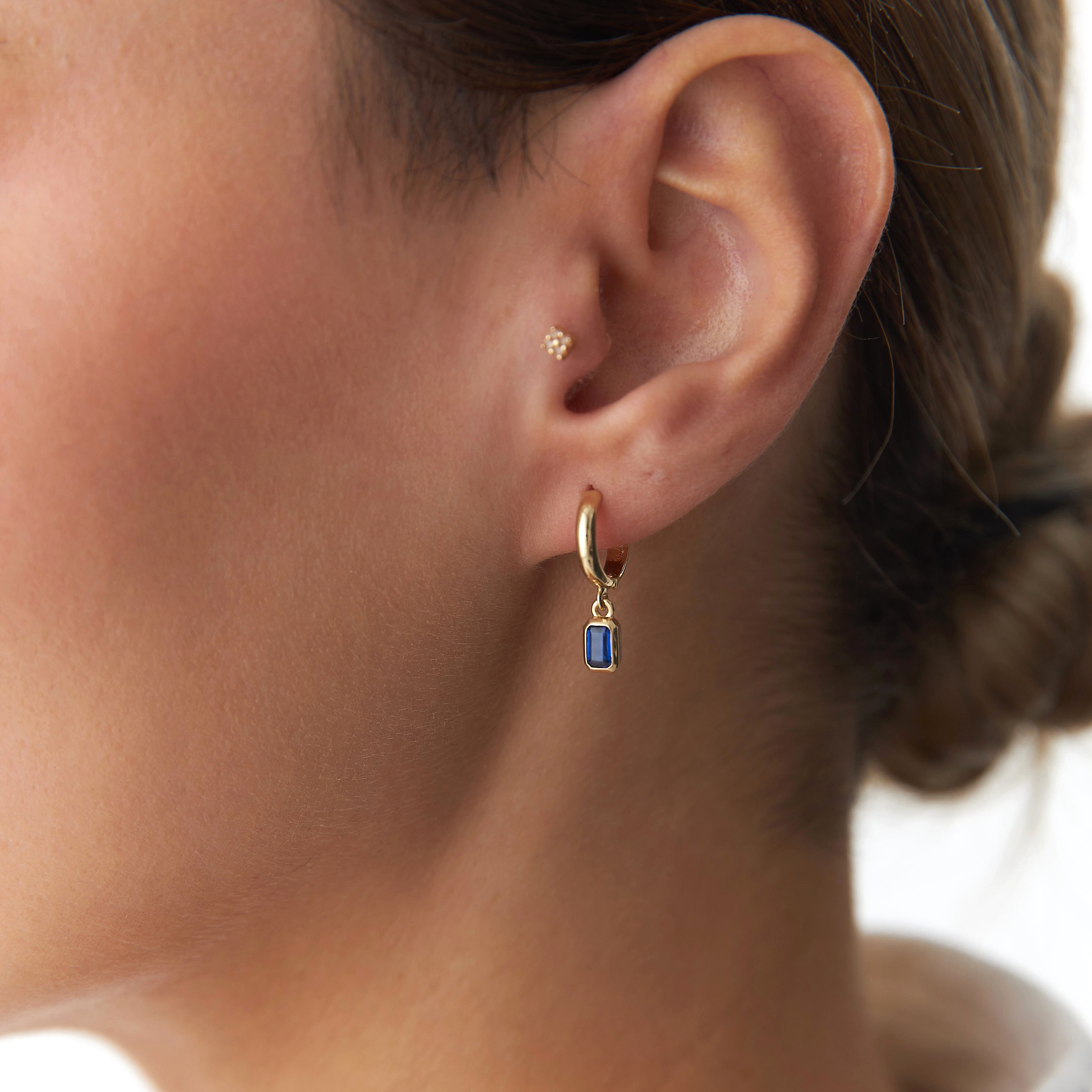 Dangle Drop Hoop Earrings in 14K Gold