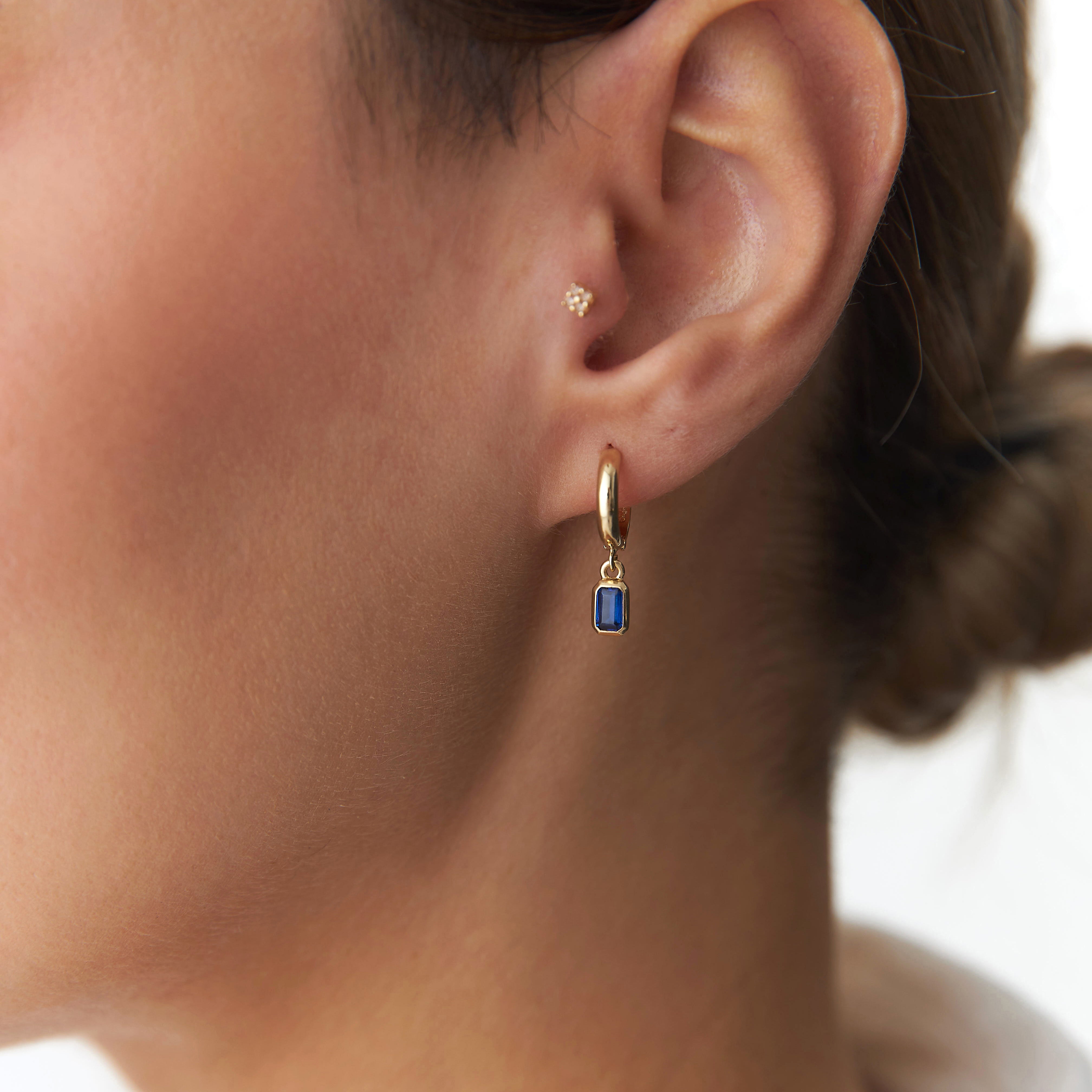 Dangle Drop Hoop Earrings in 14K Gold