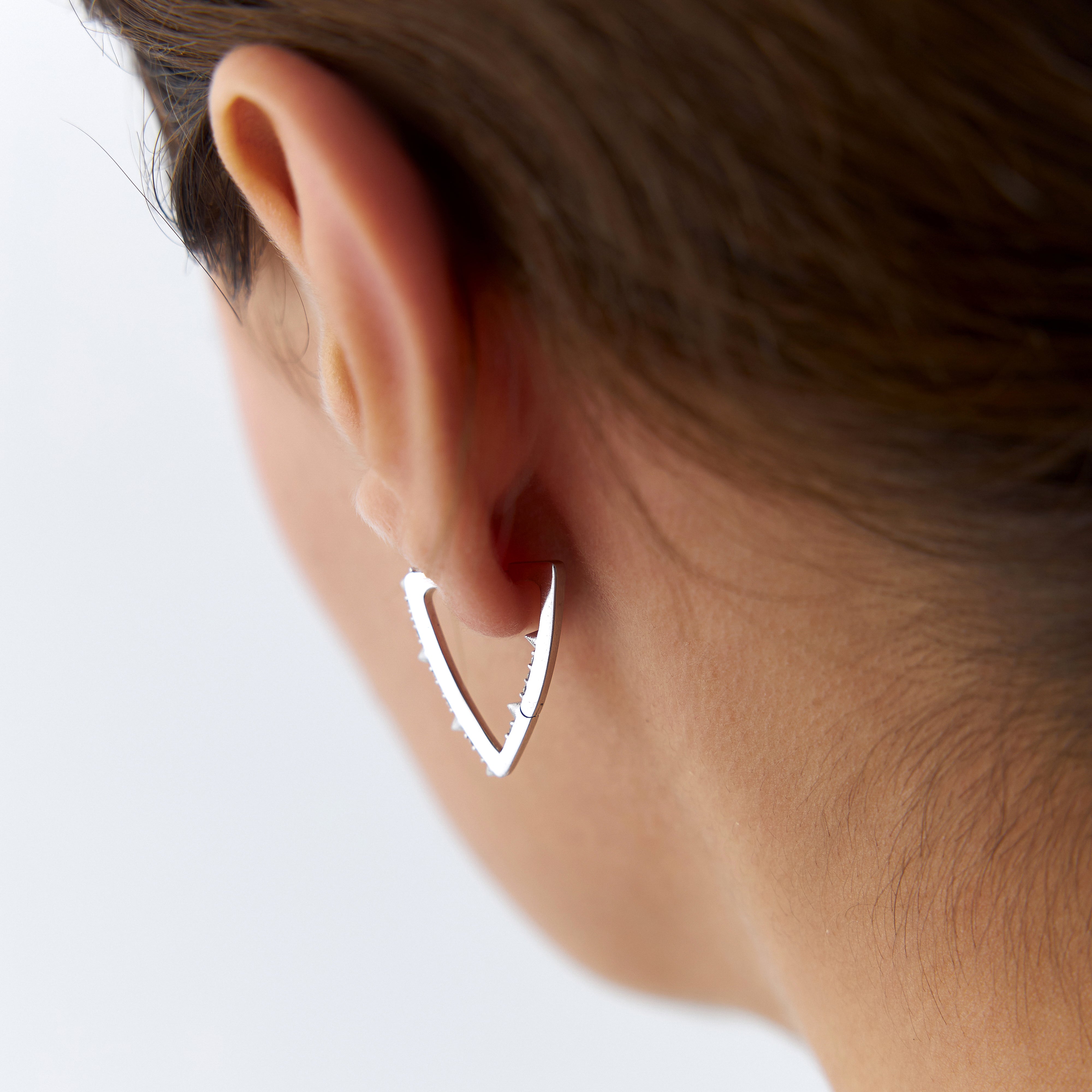 Diamond Triangle Hoops in 14K Gold