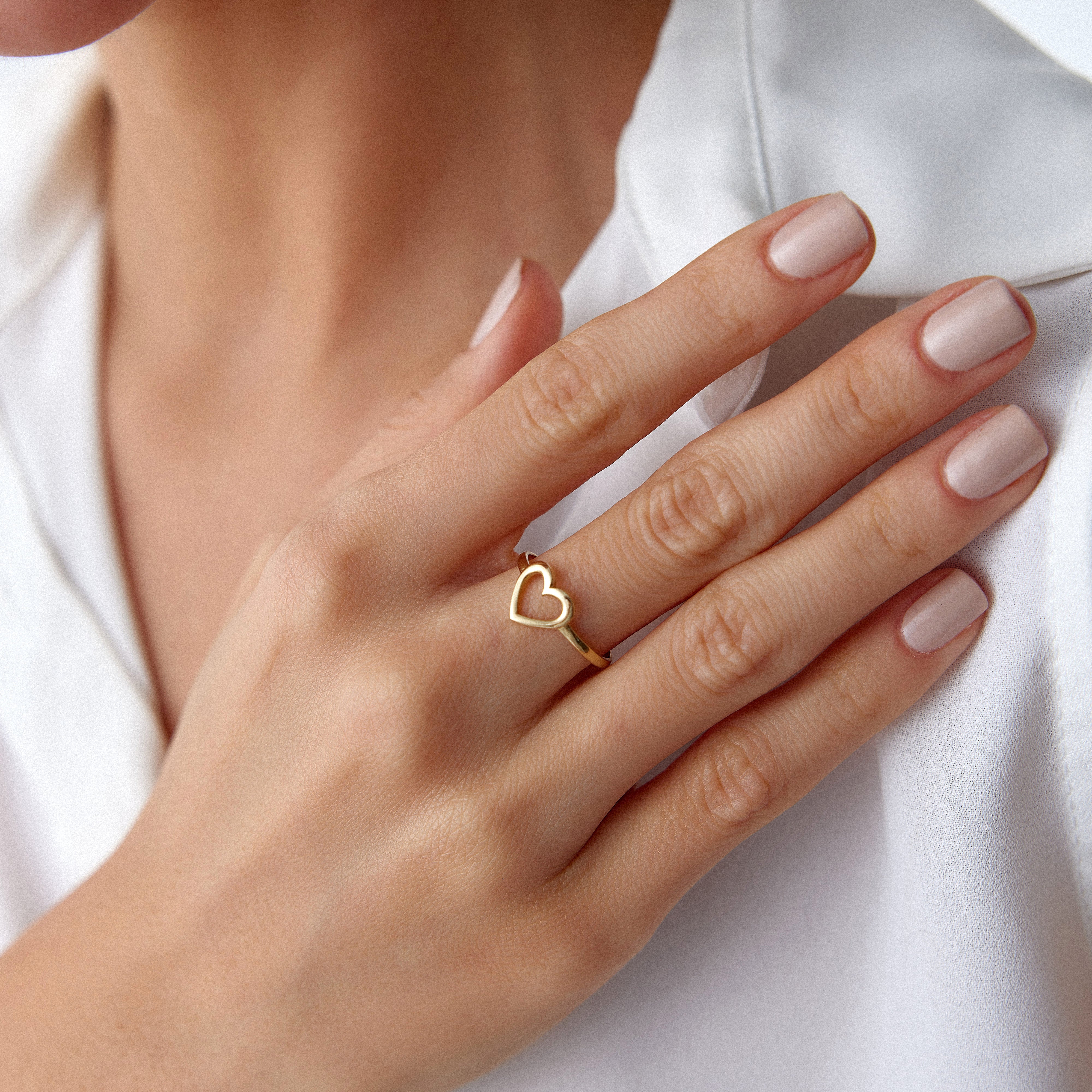 Open Heart Ring in 14K Gold