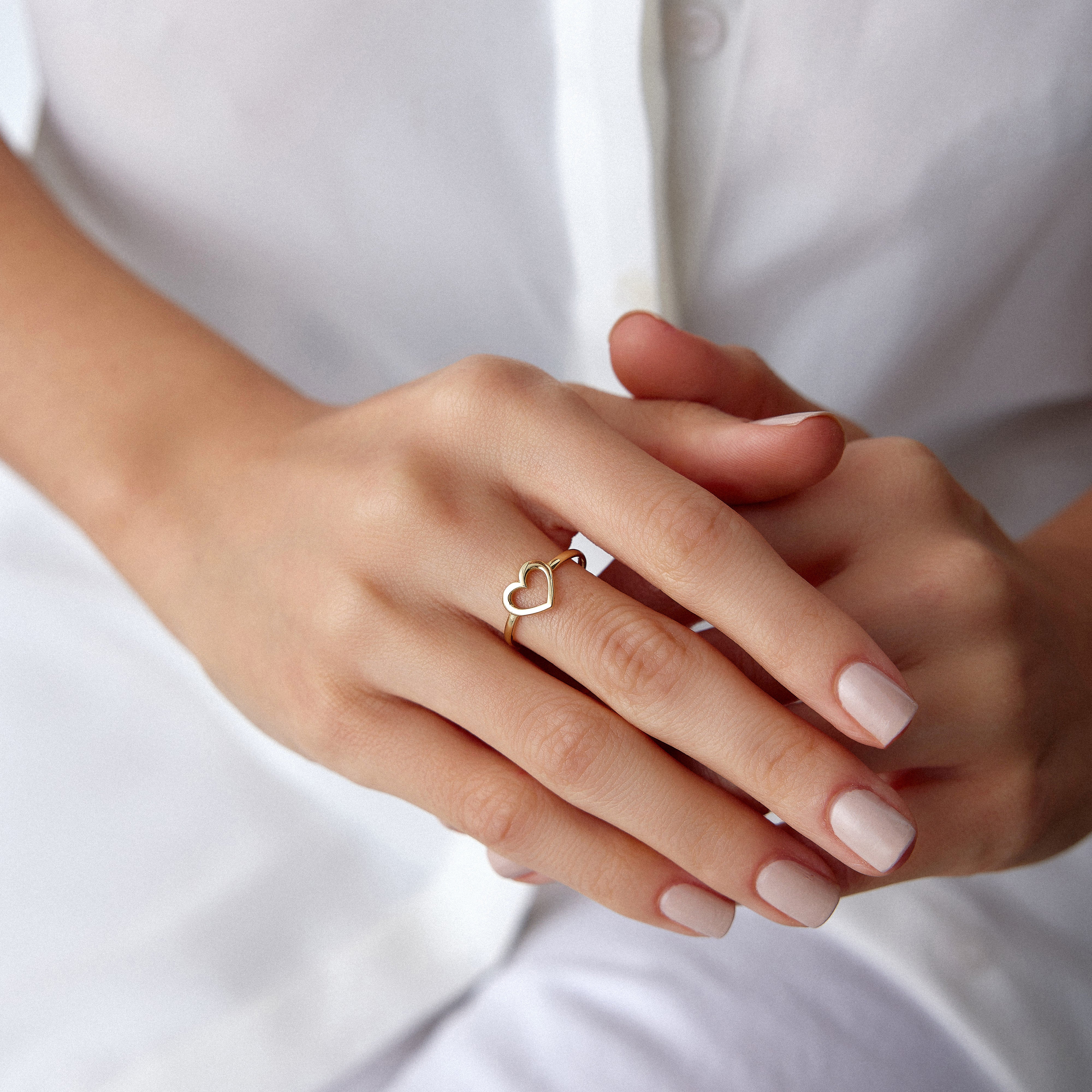 Open Heart Ring in 14K Gold