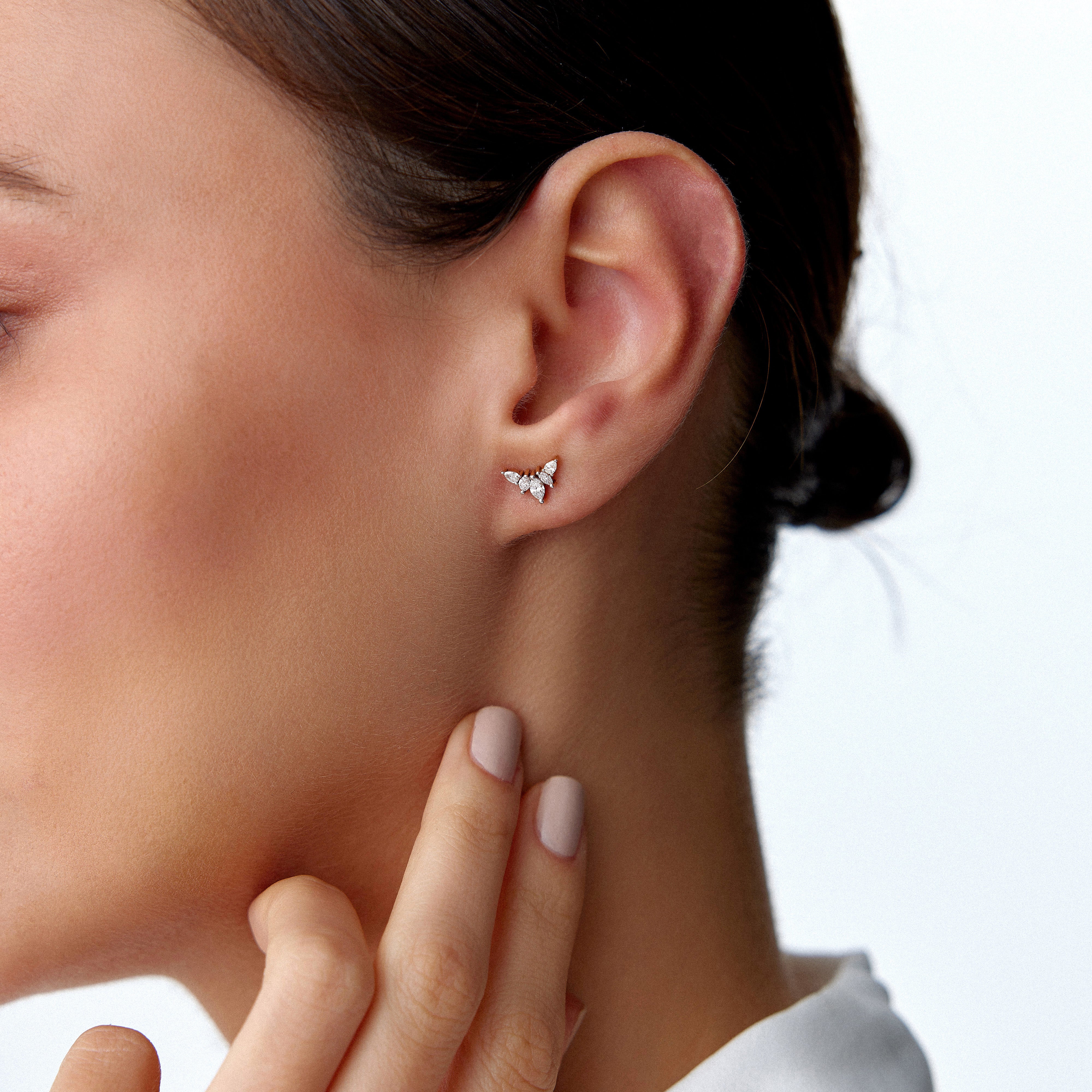 Marquise Diamond Earrings Available in 14K and 18K Gold