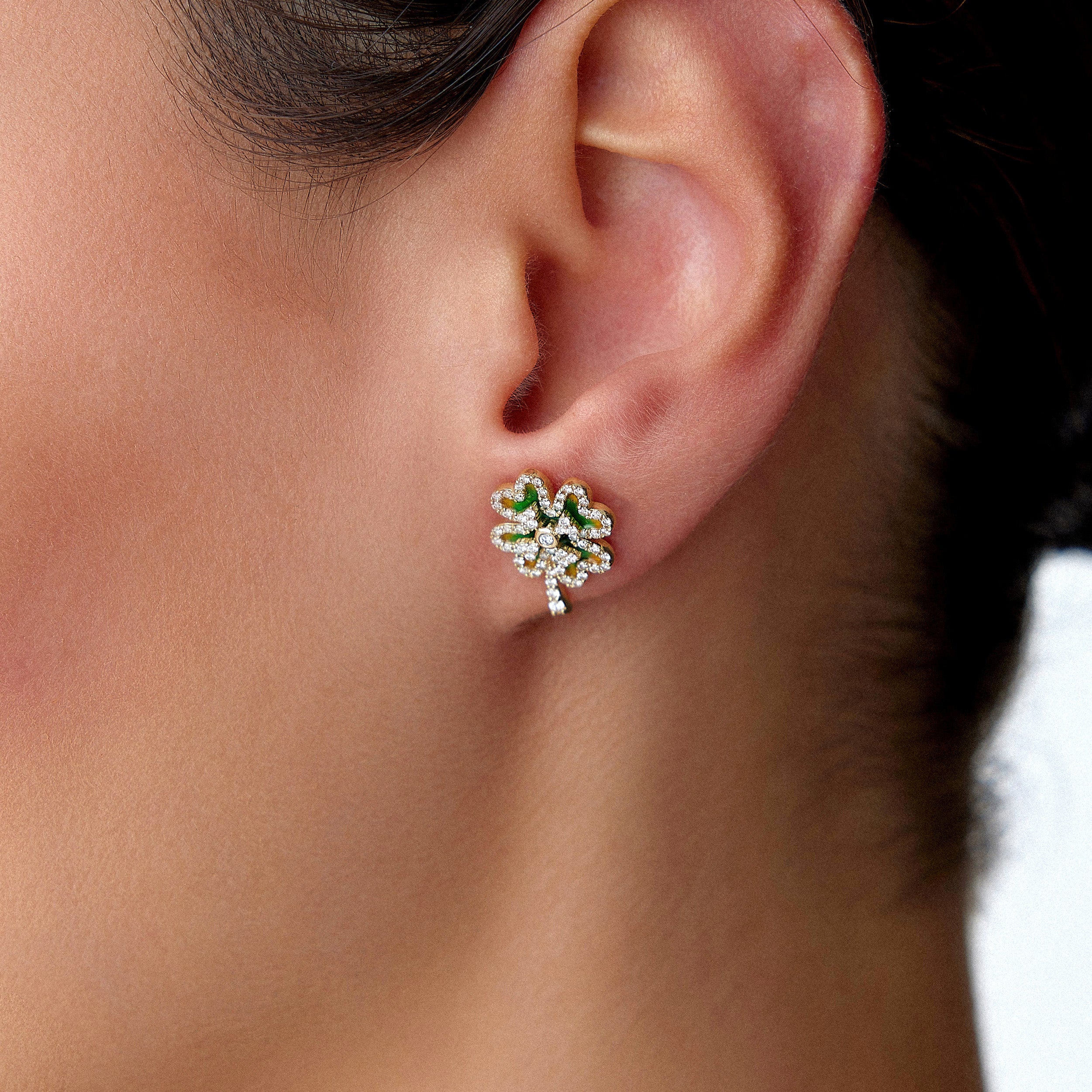 Diamond Clover Stud Earrings / FORTUNA