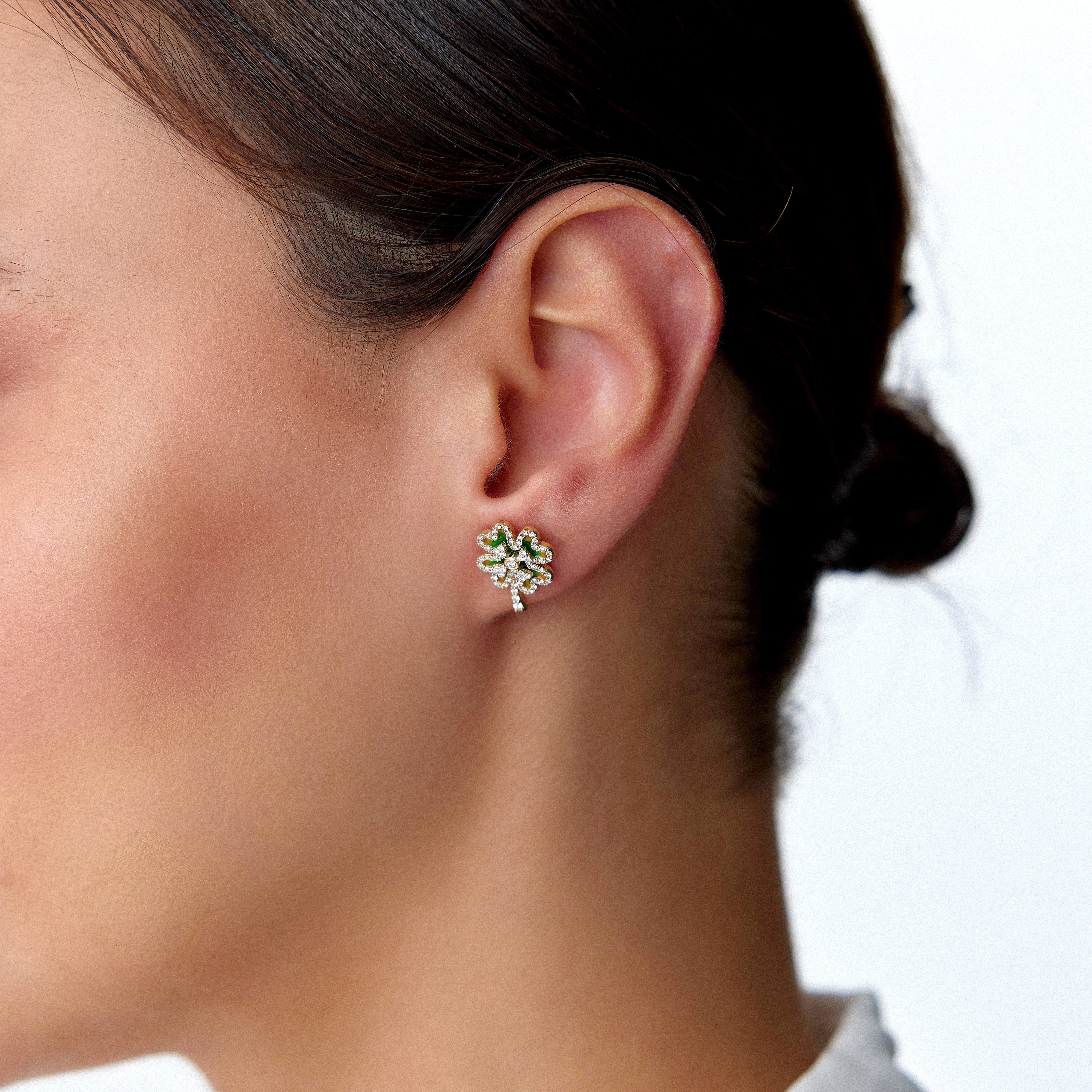 Diamond Clover Stud Earrings / FORTUNA