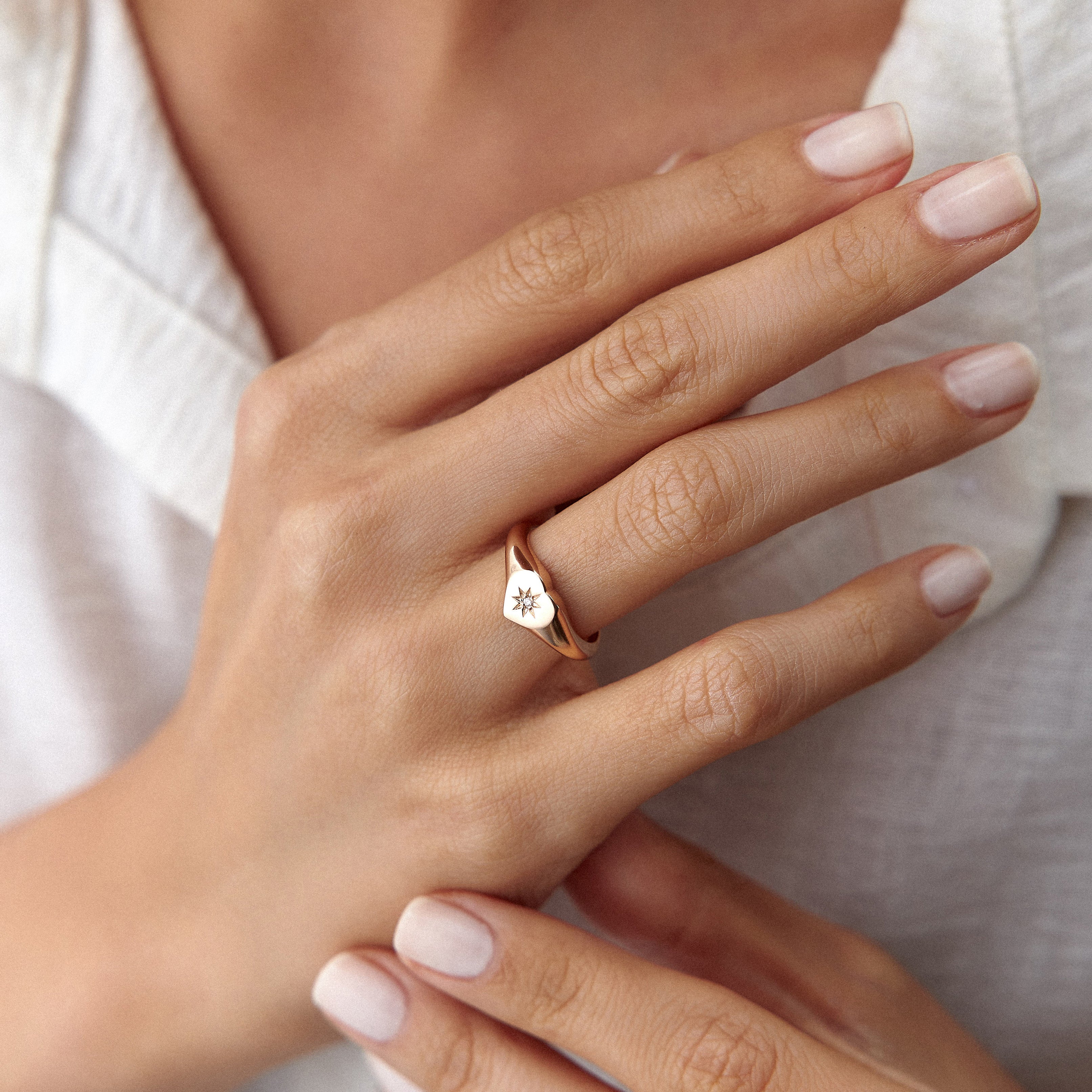 Diamond Mini Heart Ring in 14K Gold