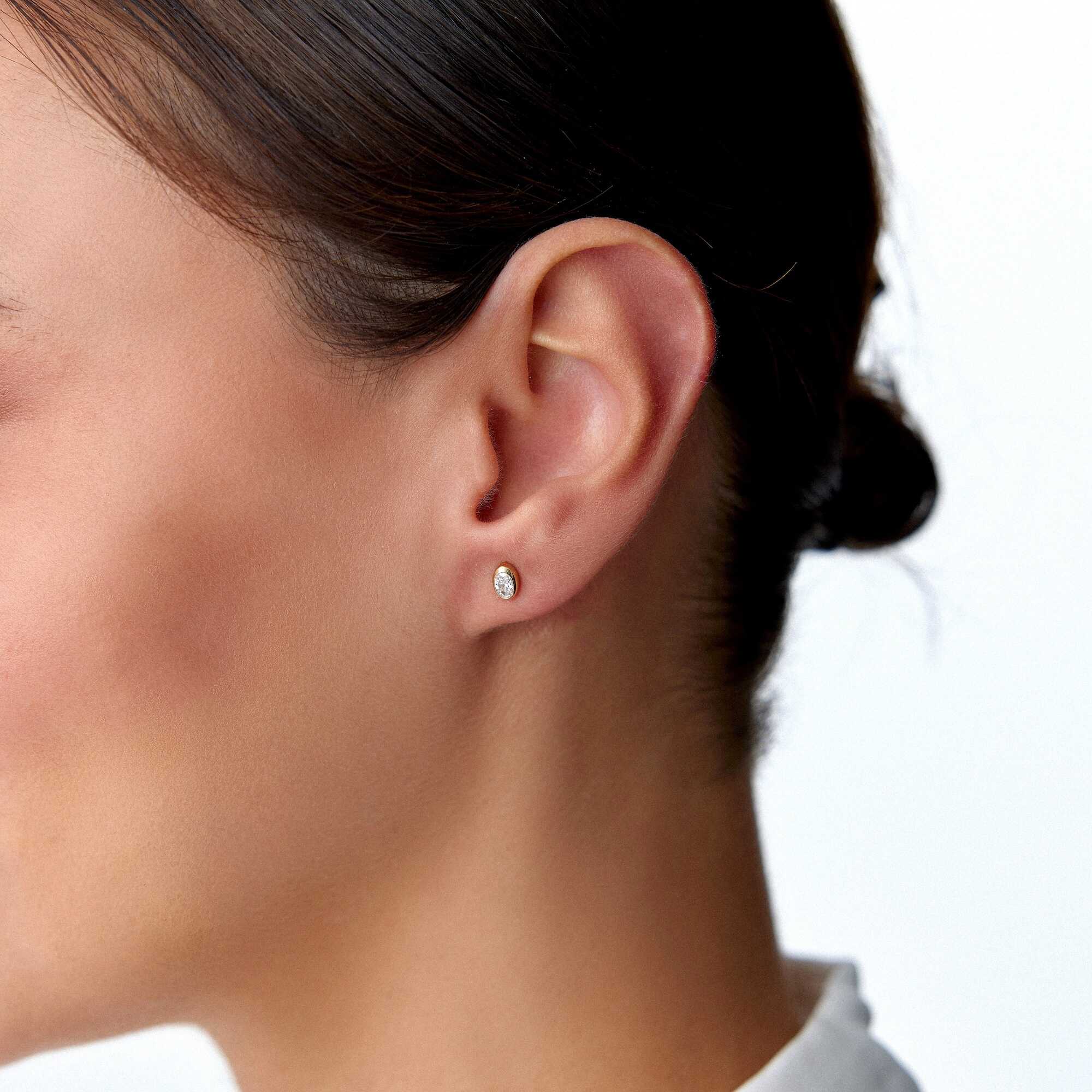 Oval Cut Diamond Stud Earrings Available in 14K and 18K Gold