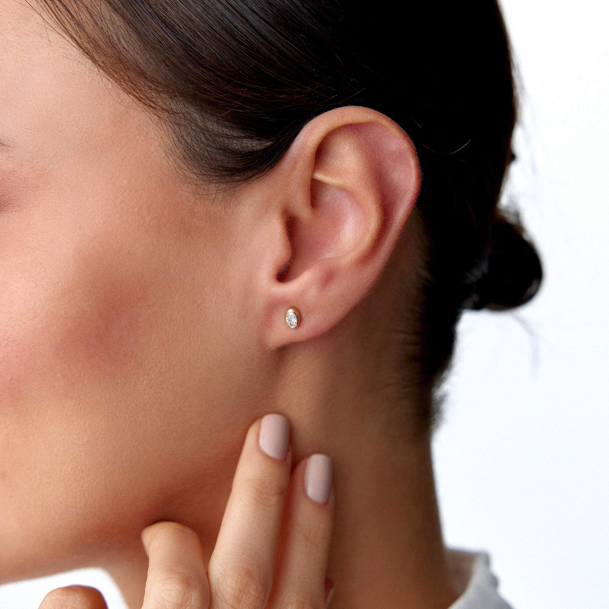 Oval Cut Diamond Stud Earrings Available in 14K and 18K Gold