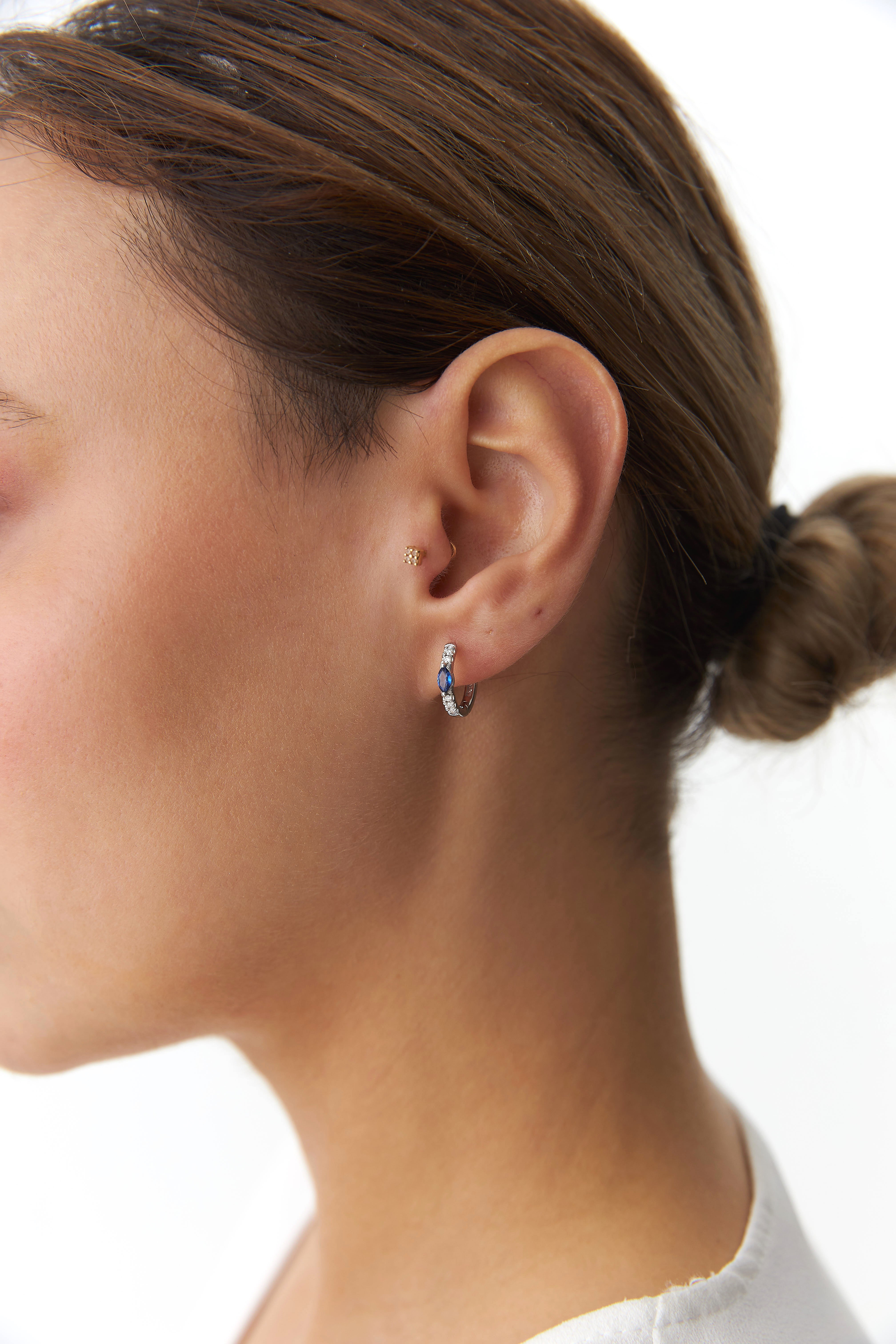 Marquise Sapphire and Diamond Earrings Available in 14K and 18K Gold