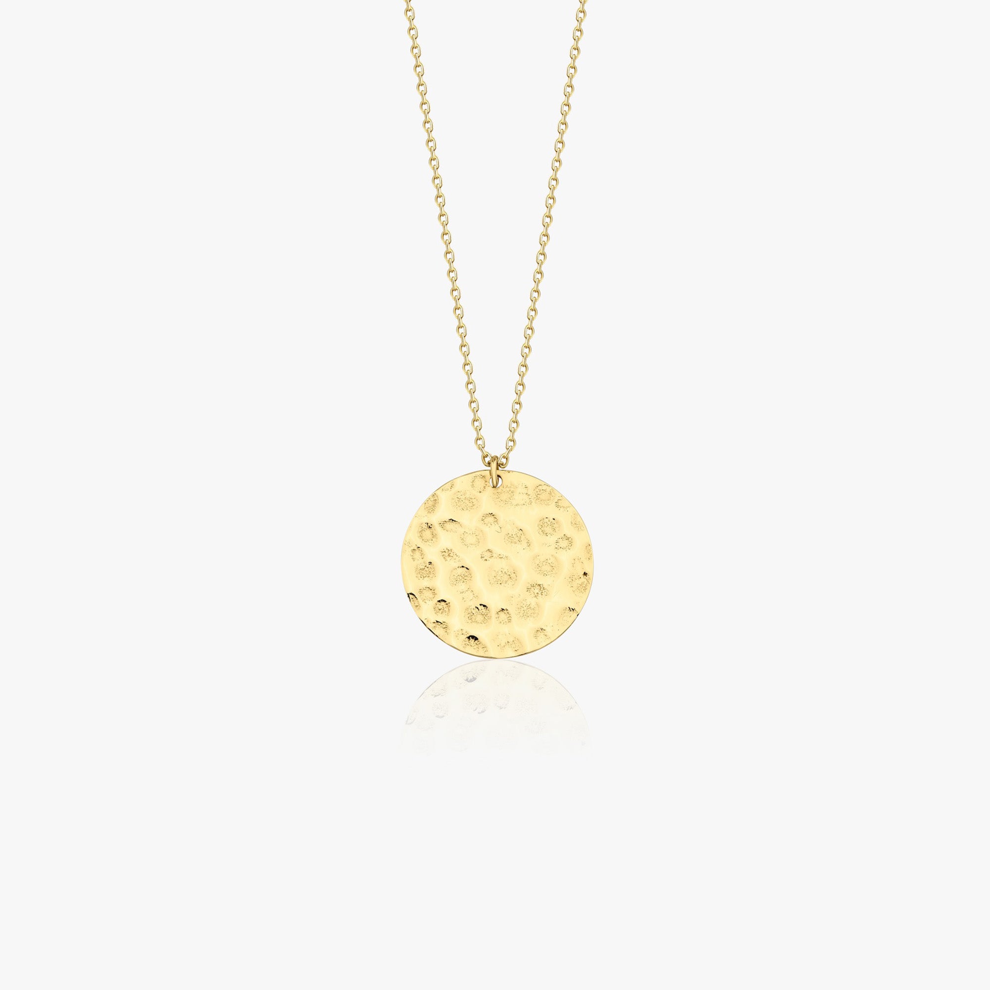 Hand Hammered Gold Disc Necklace