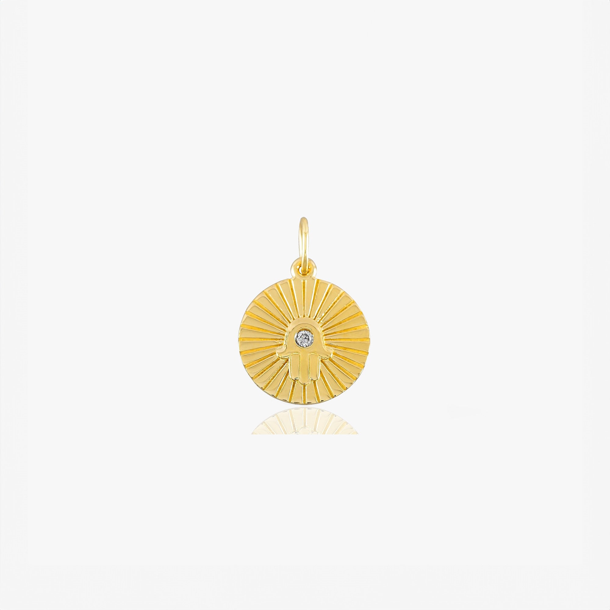 Diamond Hamsa Coin Charm in 14K Gold