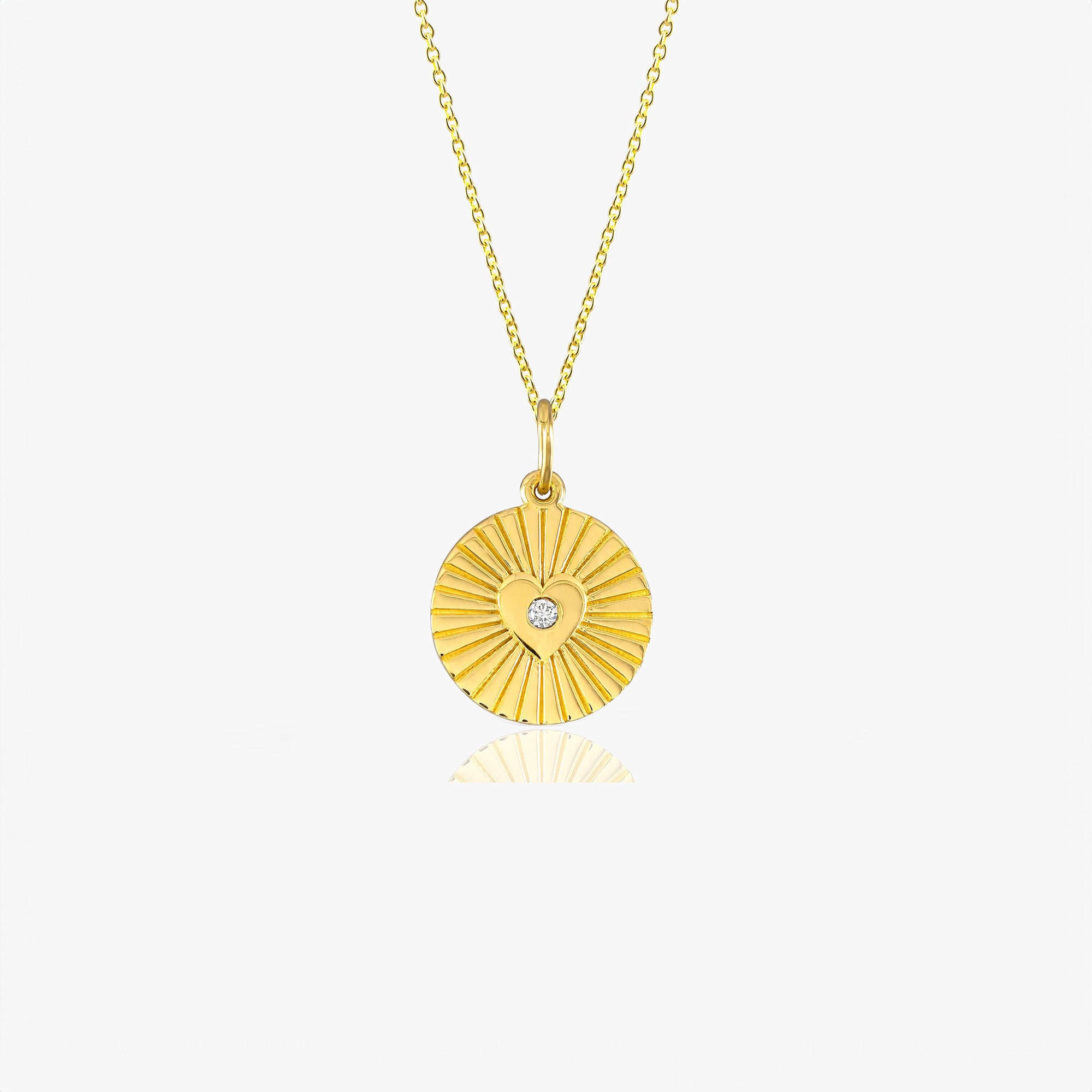 Diamond Heart Coin Necklace in 14K Gold