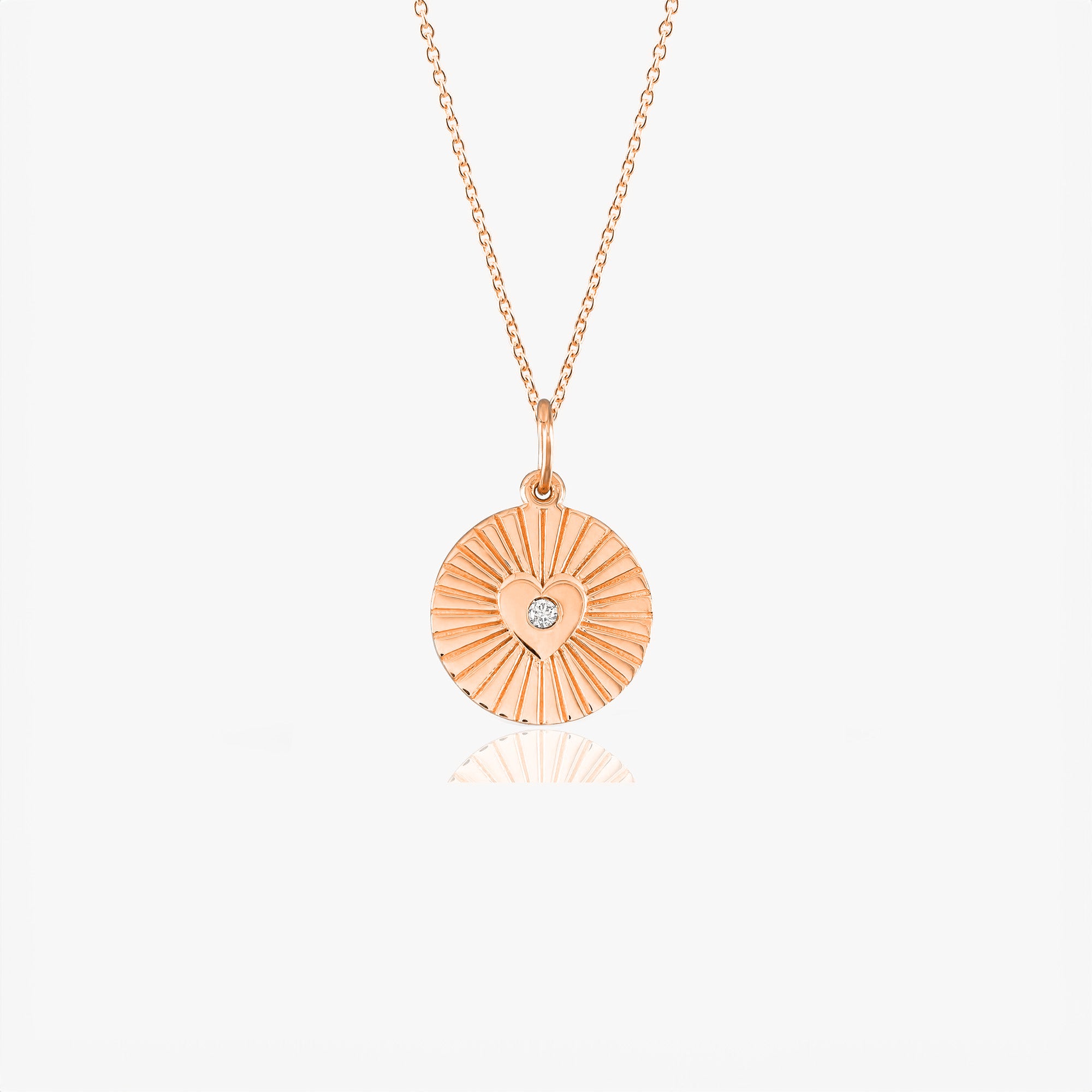 Mini Diamond Heart Coin Necklace in 14K Gold