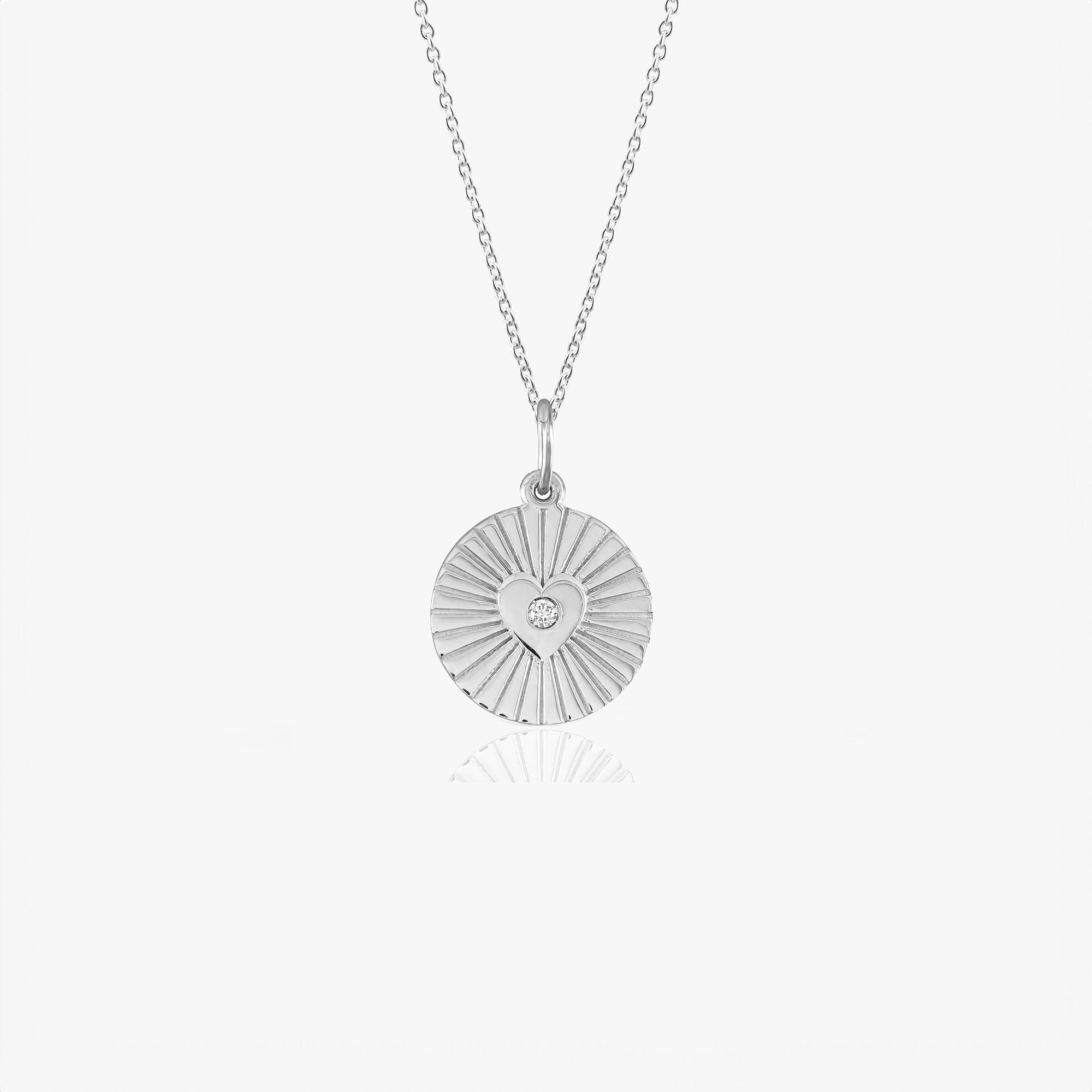 Mini Diamond Heart Coin Necklace in 14K Gold