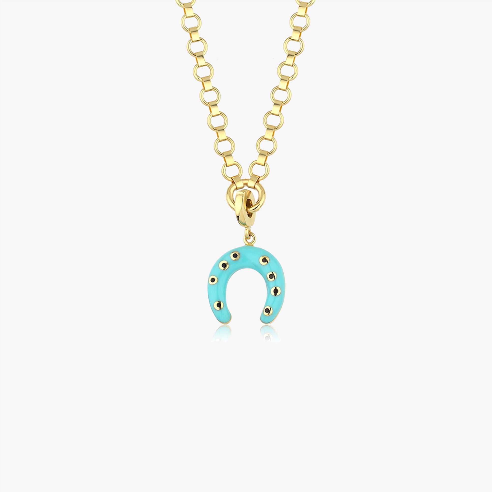 Turquoise Horseshoe Necklace in 14K Gold
