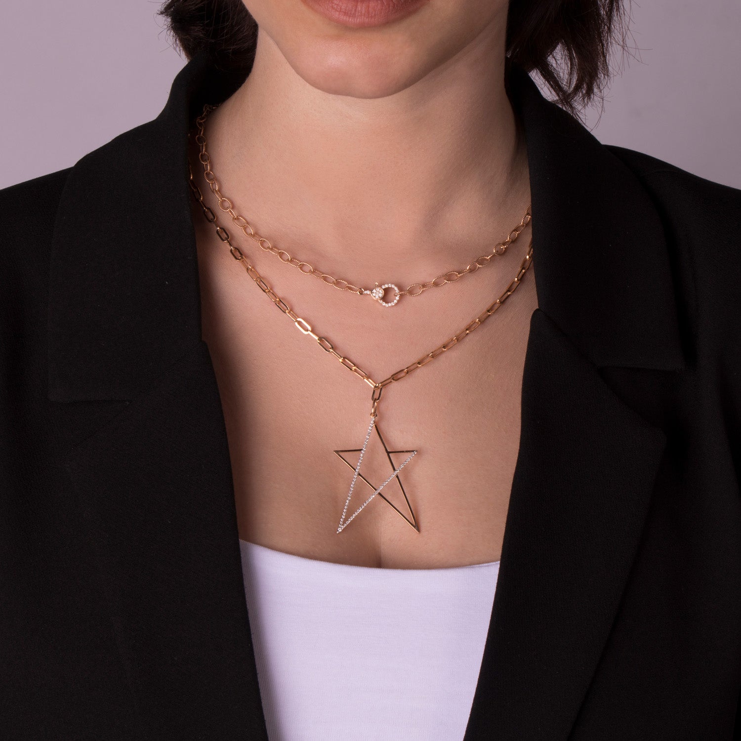 Double Sided Diamond Lock Necklace