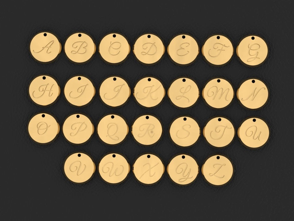 Cursive Initial Pendant Necklace in 14K Gold