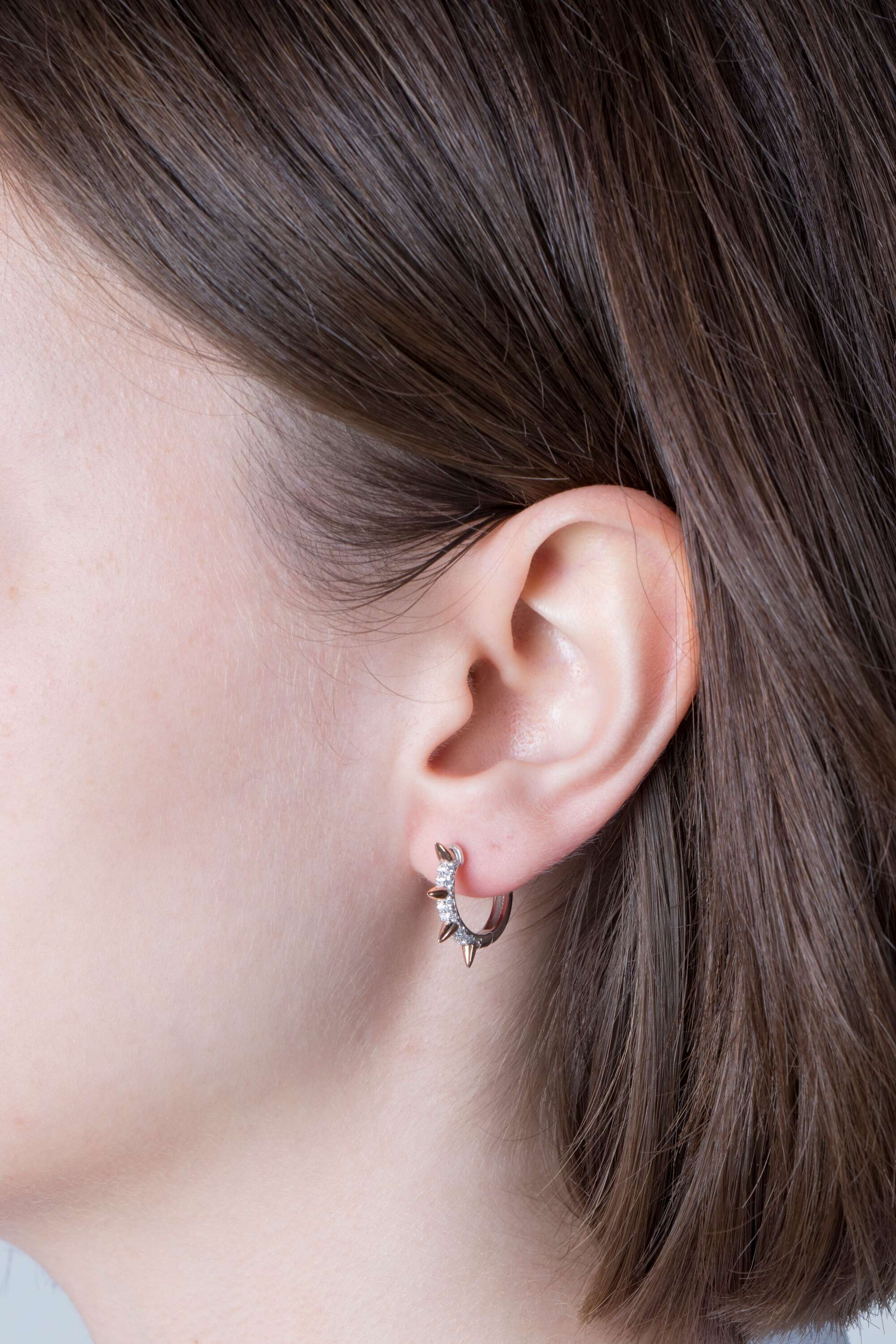 Golden Horn Diamond Hoops in 14K Gold