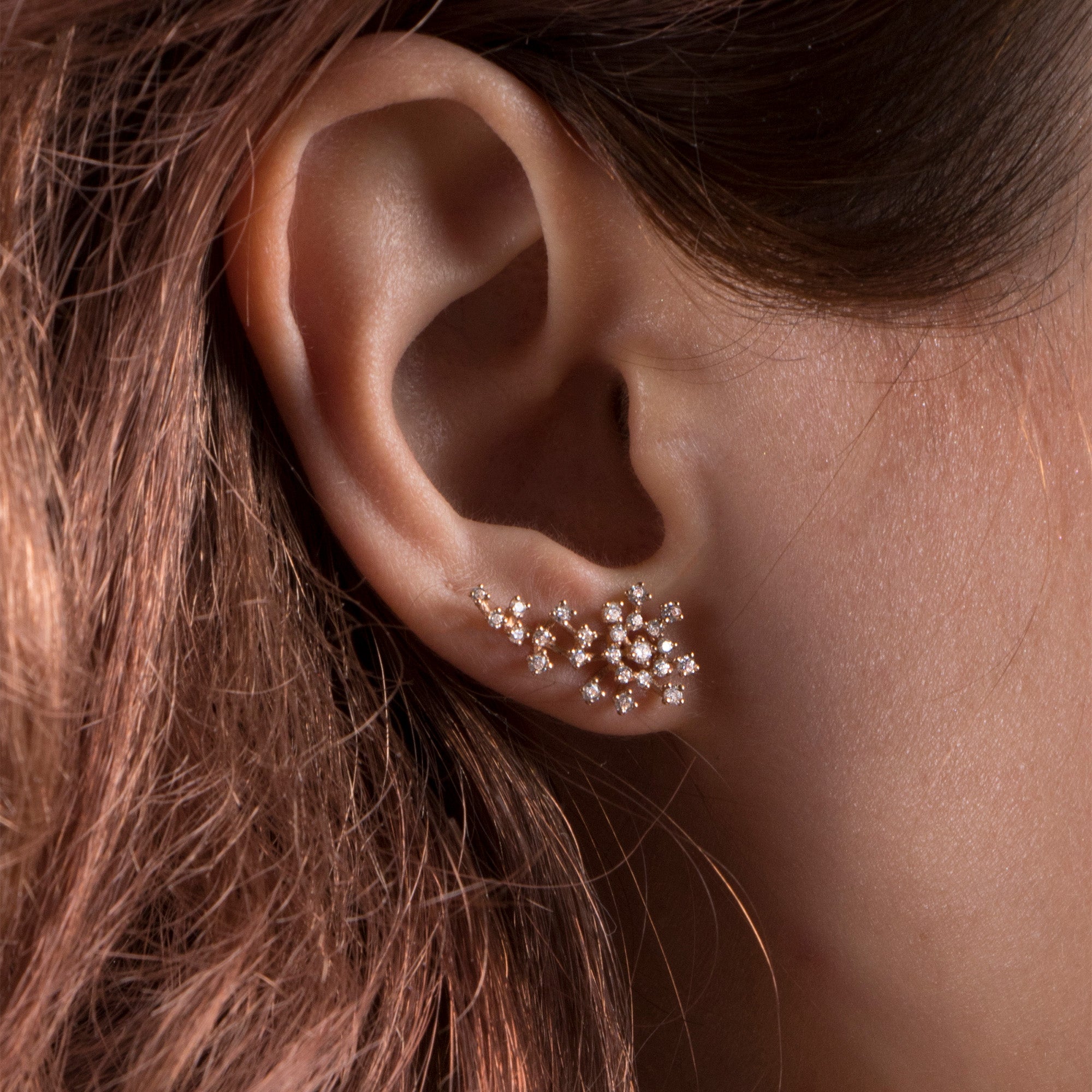 Diamond Comet Earrings in 14K Gold