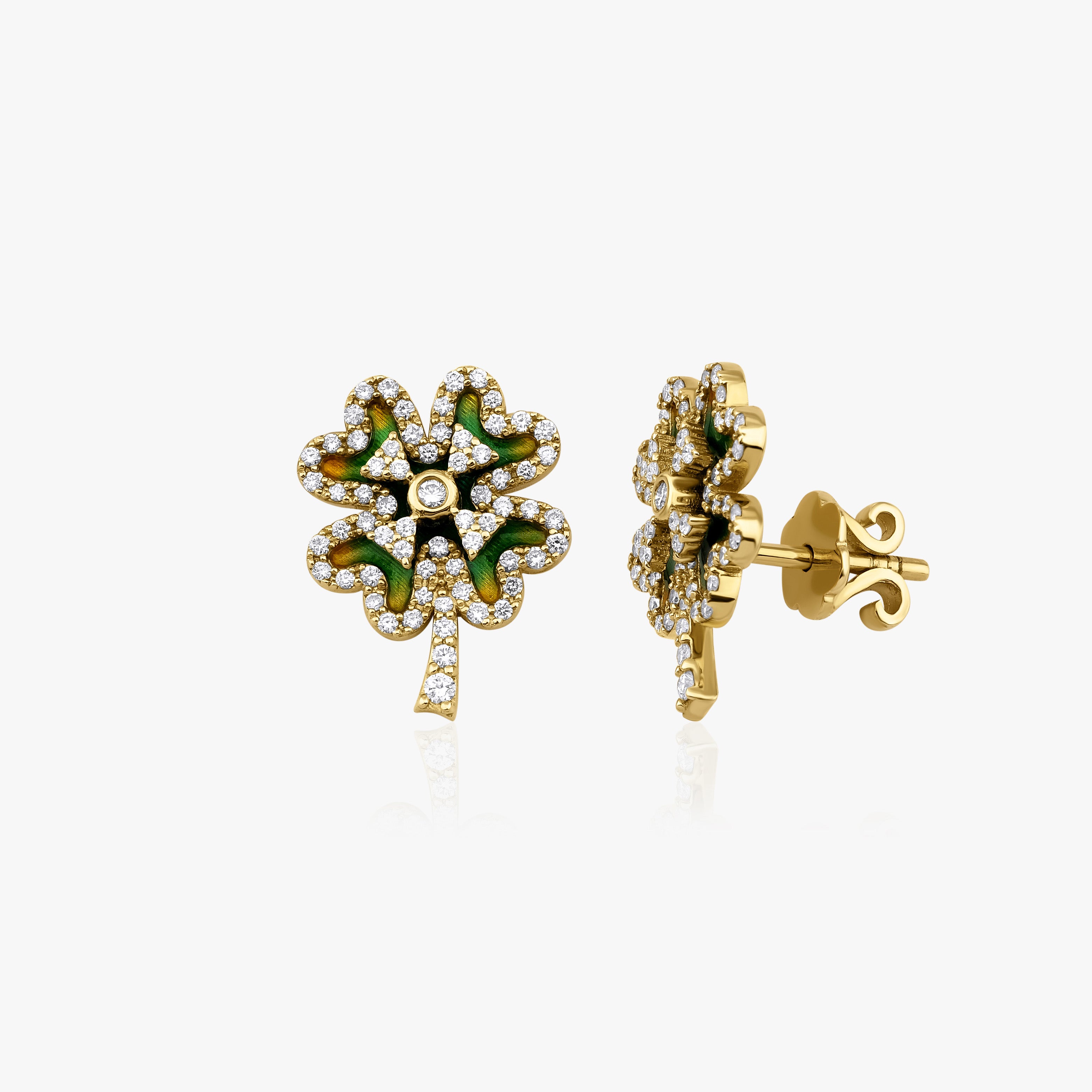 Diamond Clover Stud Earrings / FORTUNA