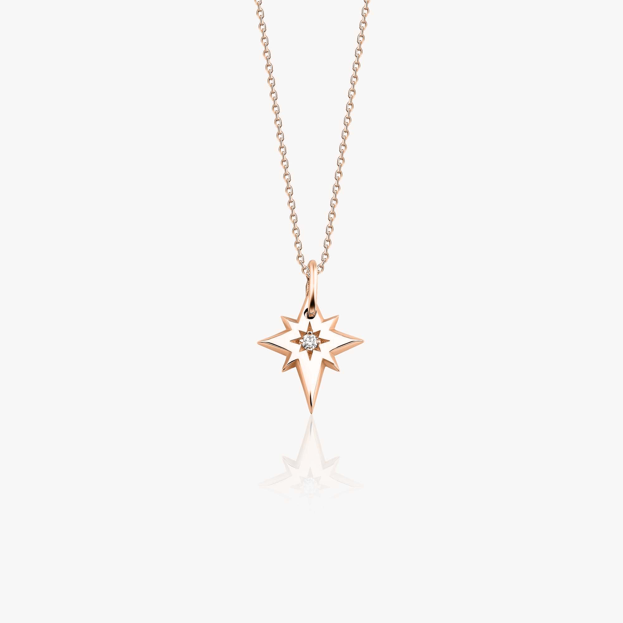 Itty Bitty Tiny Diamond North Star Necklace in 14K Gold
