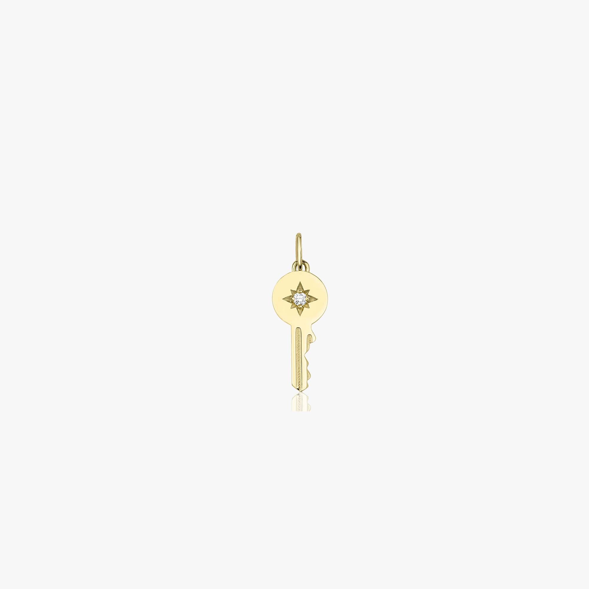 Itty Bitty Tiny Diamond Key Pendant in 14K Gold