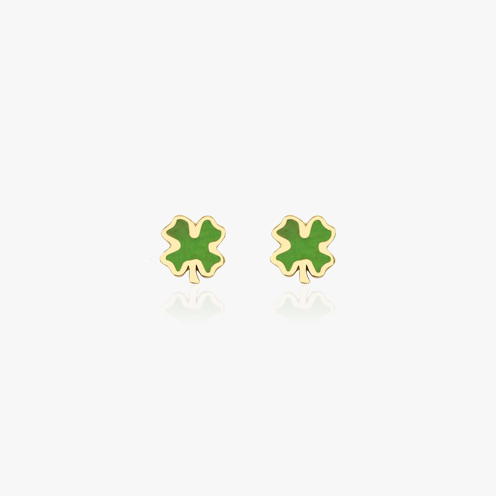 Mini four leaf clover studs shown on a white background.
