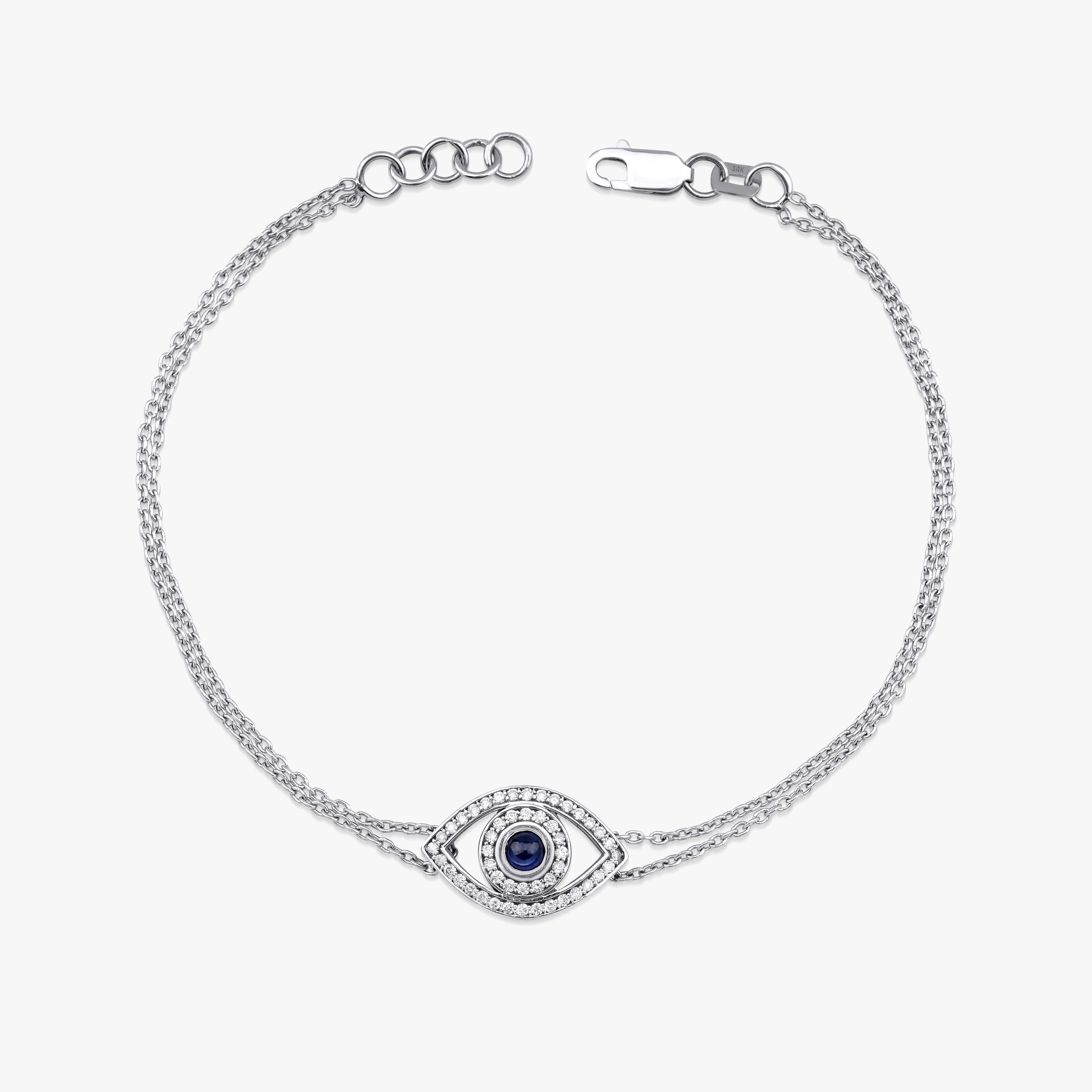 Sapphire and Diamond Evil Eye Bracelet Available in 14K Gold and 18K Gold