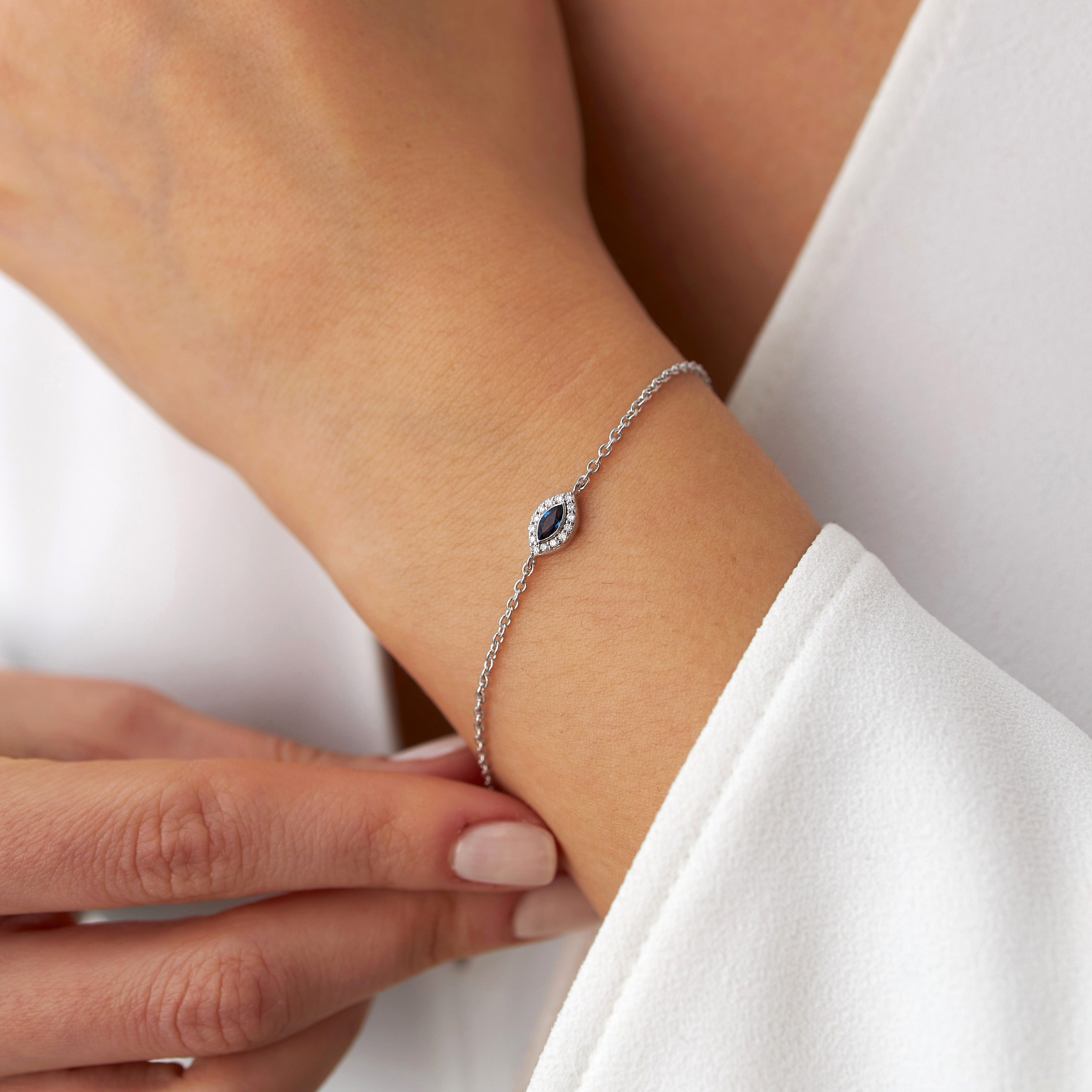 Mini Marquise Sapphire and Diamond Bracelet Available in 14K and 18K Gold