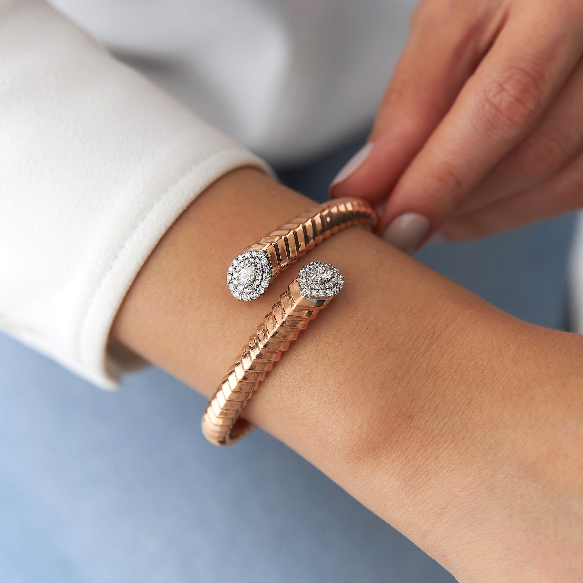 Diamond Bangle Bracelet / The Double Serpent