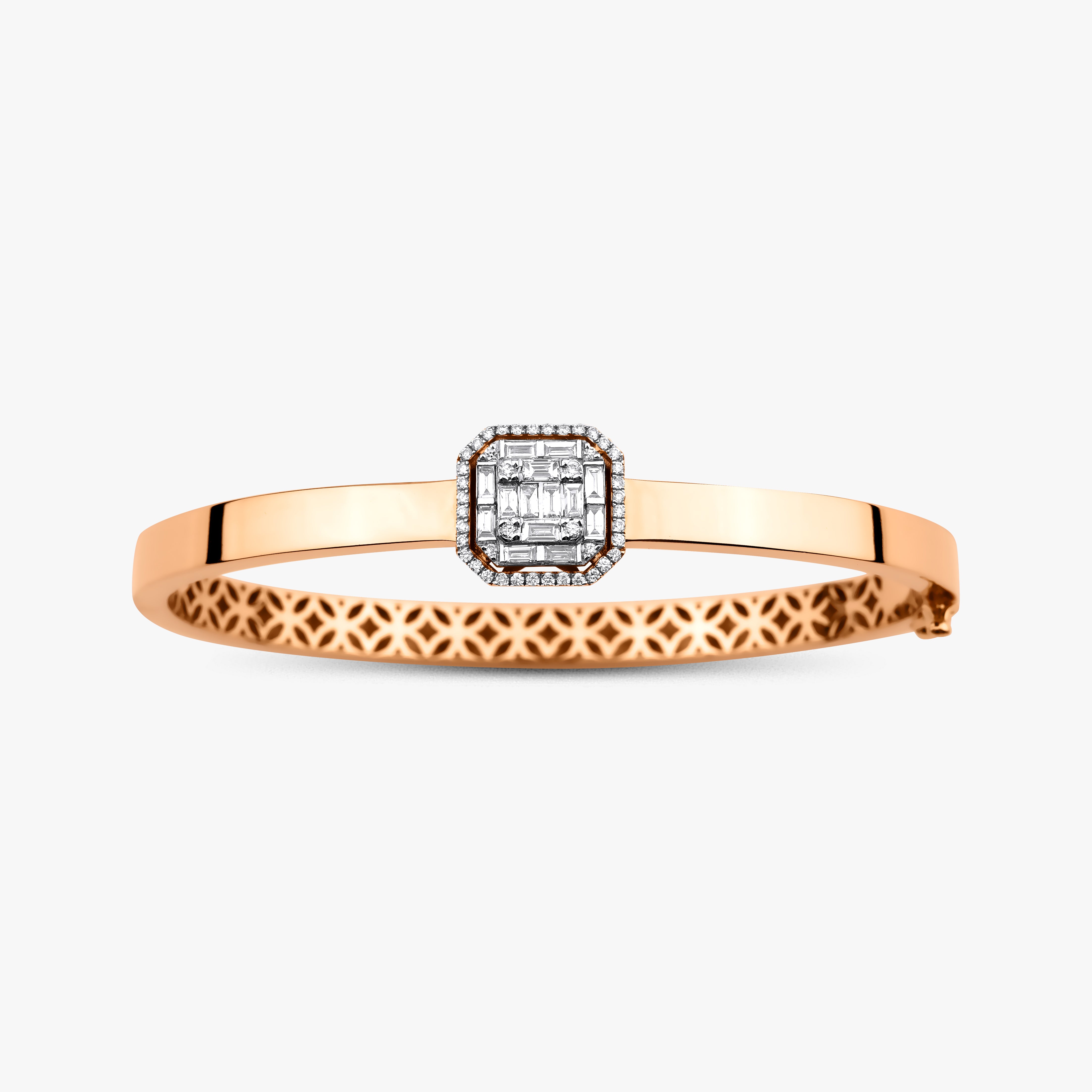Modern Baguette Diamond Bangle in 14K Gold