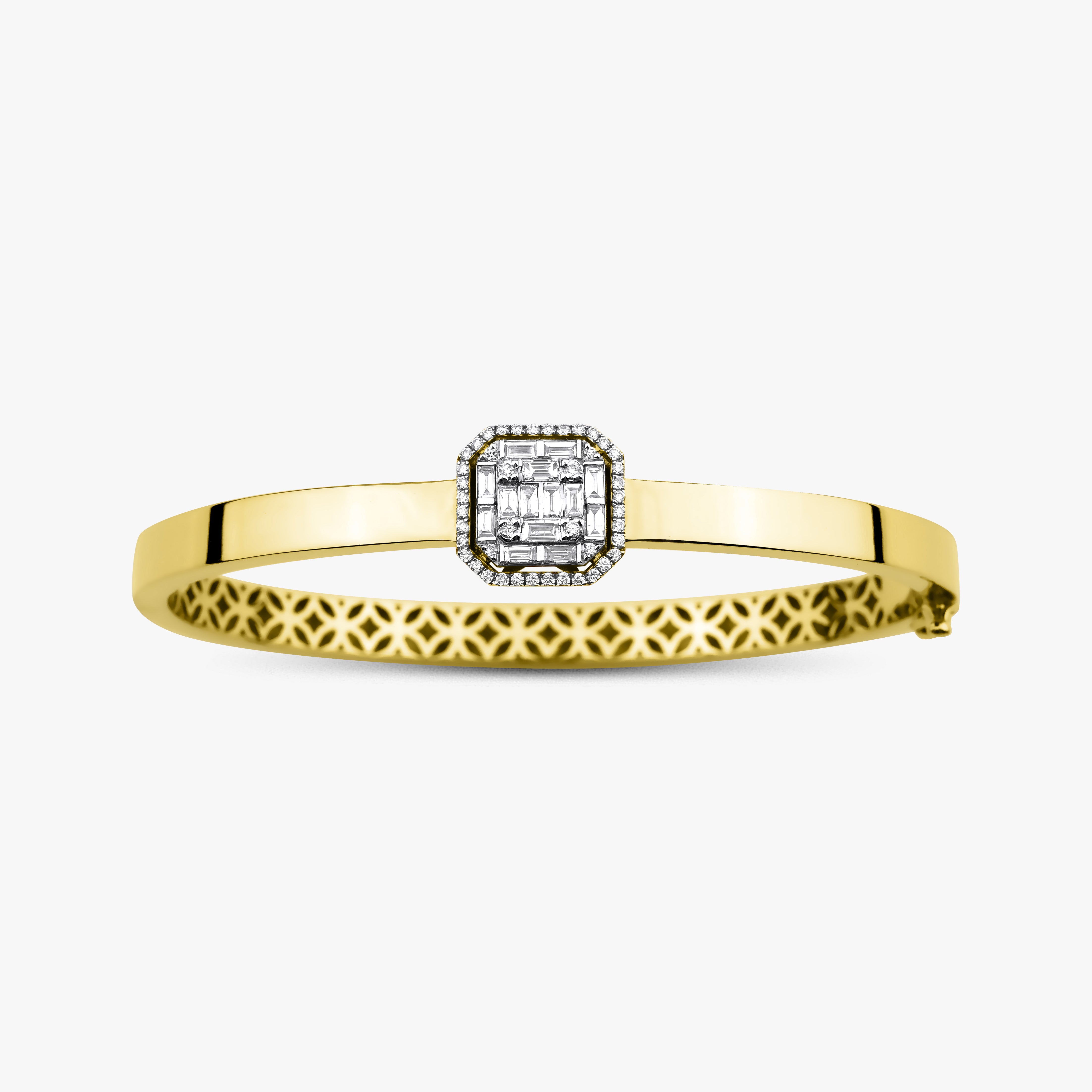 Modern Baguette Diamond Bangle in 14K Gold