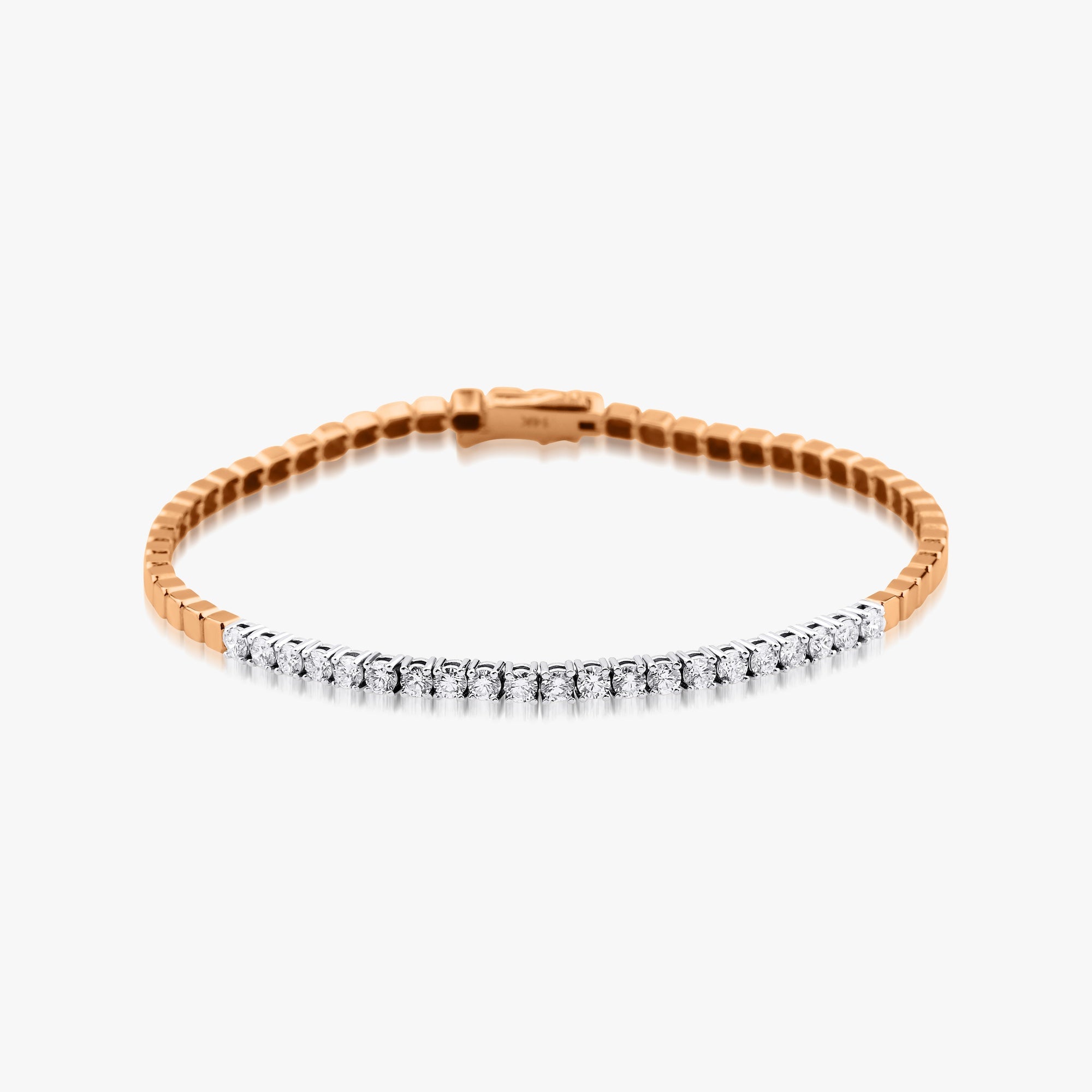 Modern Box Chain Diamond Tennis Bracelet in 14K Gold
