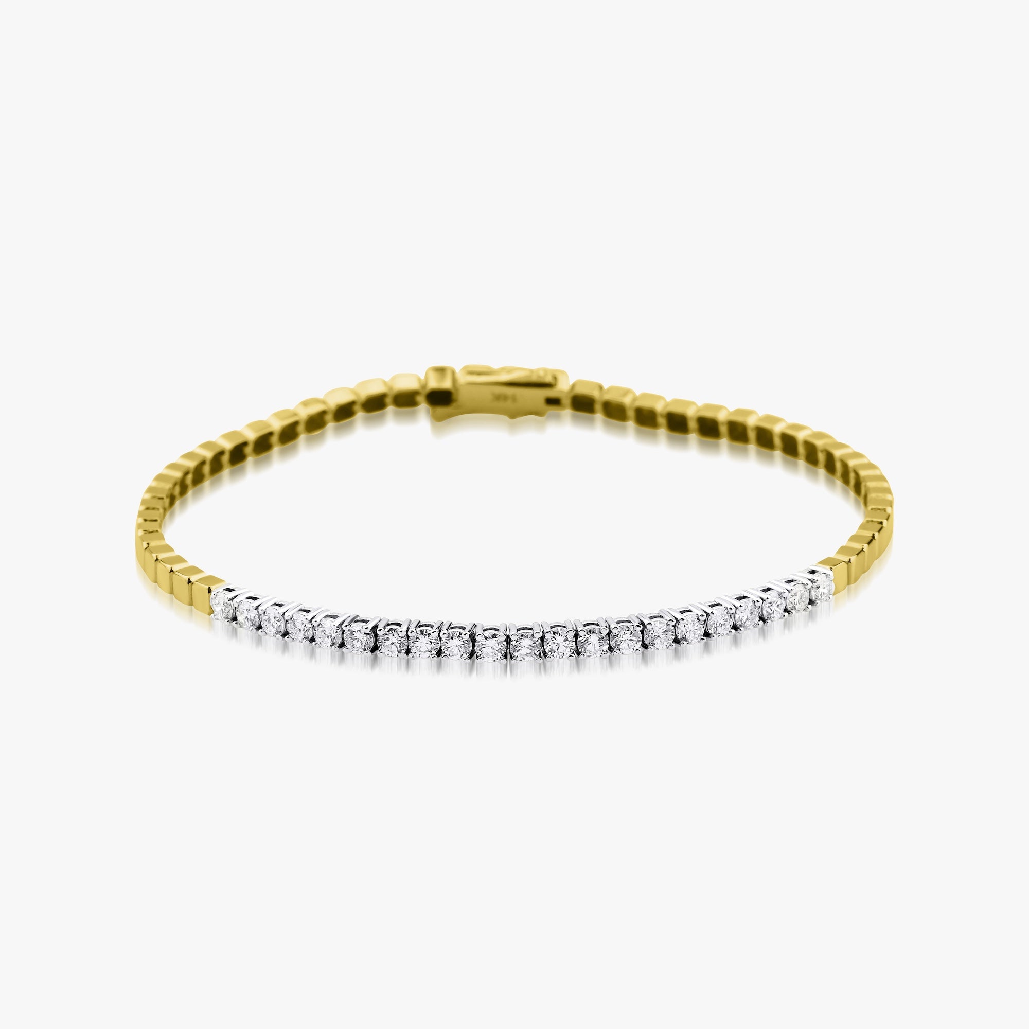 Modern Box Chain Diamond Tennis Bracelet in 14K Gold