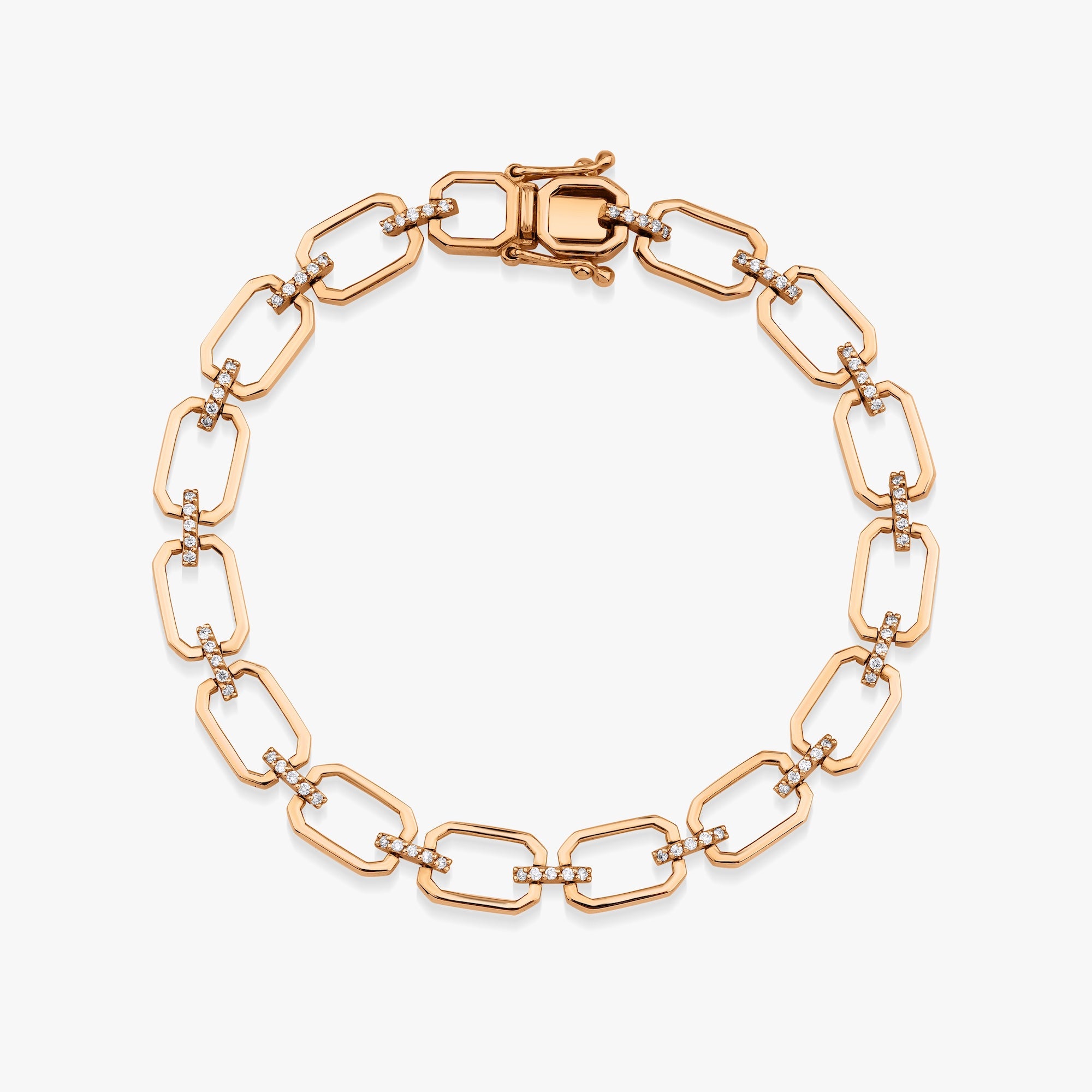 Diamond Geometric Link Bracelet Available in 14K and 18K Gold