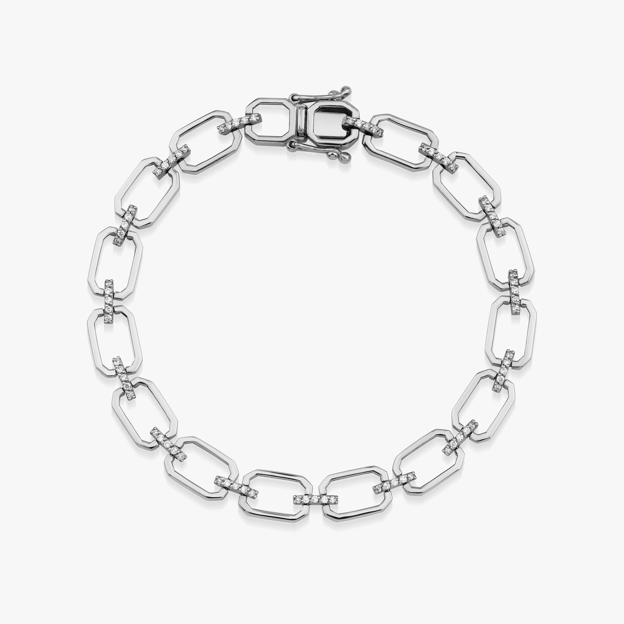 Diamond Geometric Link Bracelet Available in 14K and 18K Gold