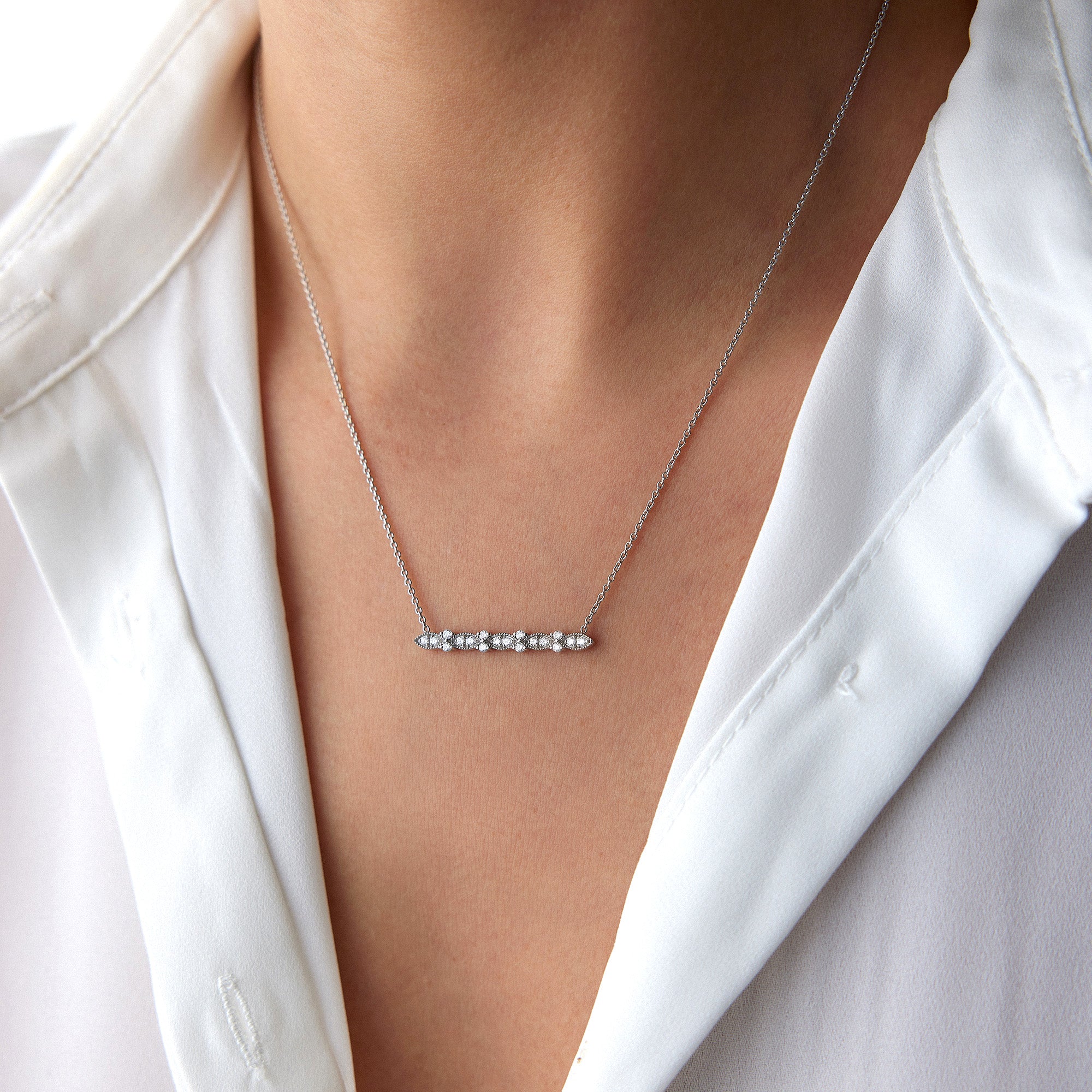 Diamond Horizontal Vintage Bar Necklace