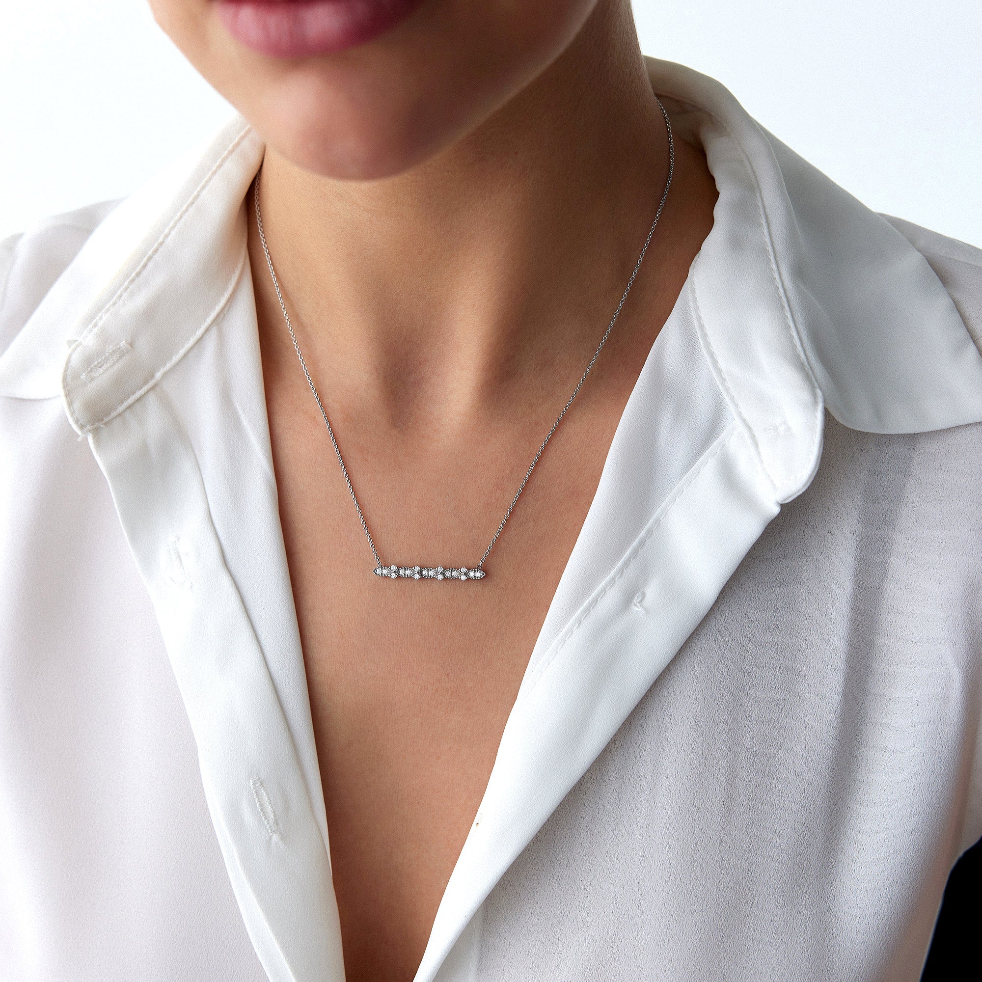 Diamond Horizontal Vintage Bar Necklace